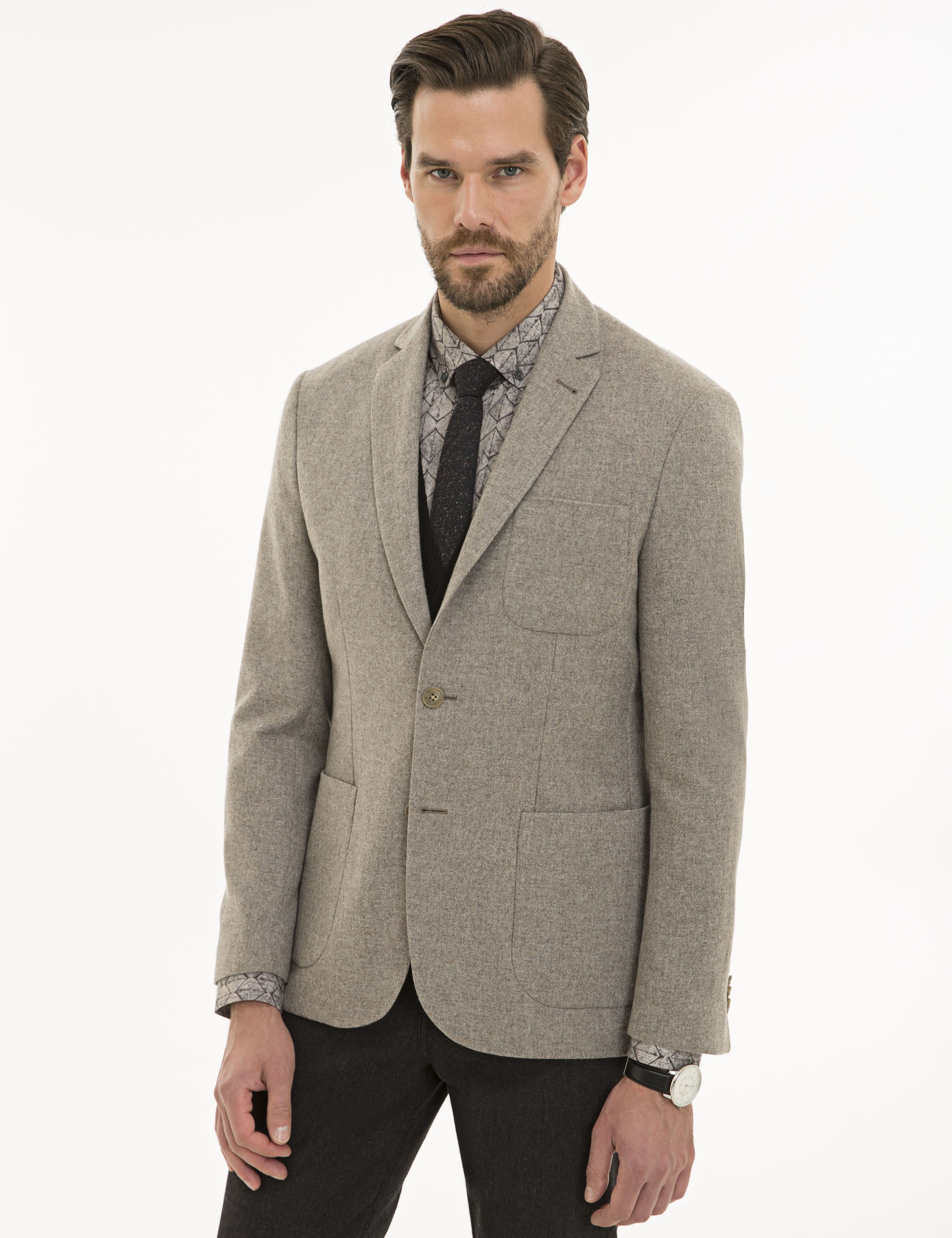 Açık Kahverengi Slim Fit Ceket - Image 3