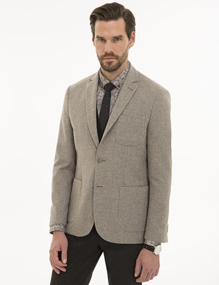 Açık Kahverengi Slim Fit Ceket - 50225497014
