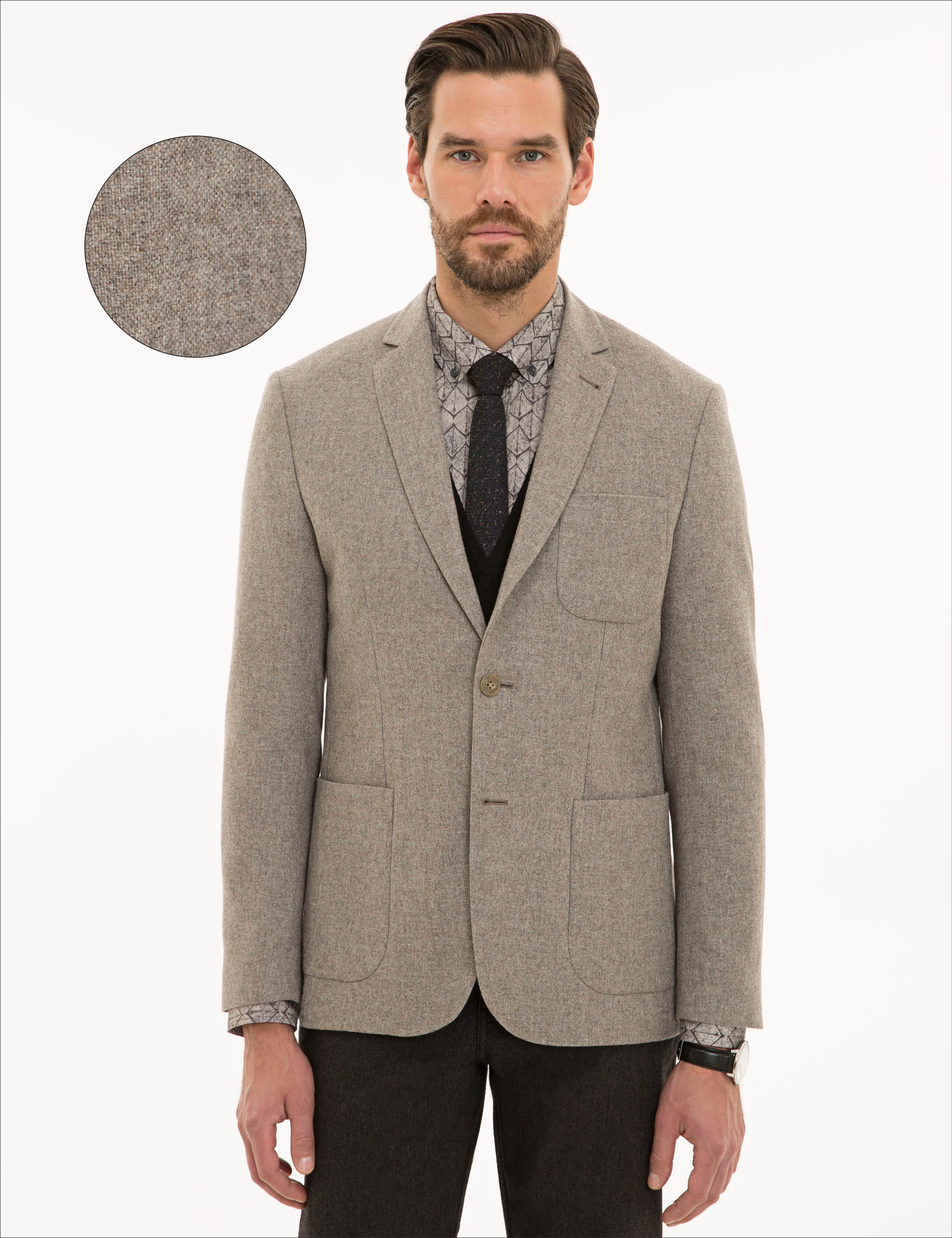 Açık Kahverengi Slim Fit Ceket
