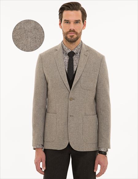 Açık Kahverengi Slim Fit Ceket - 50225497014