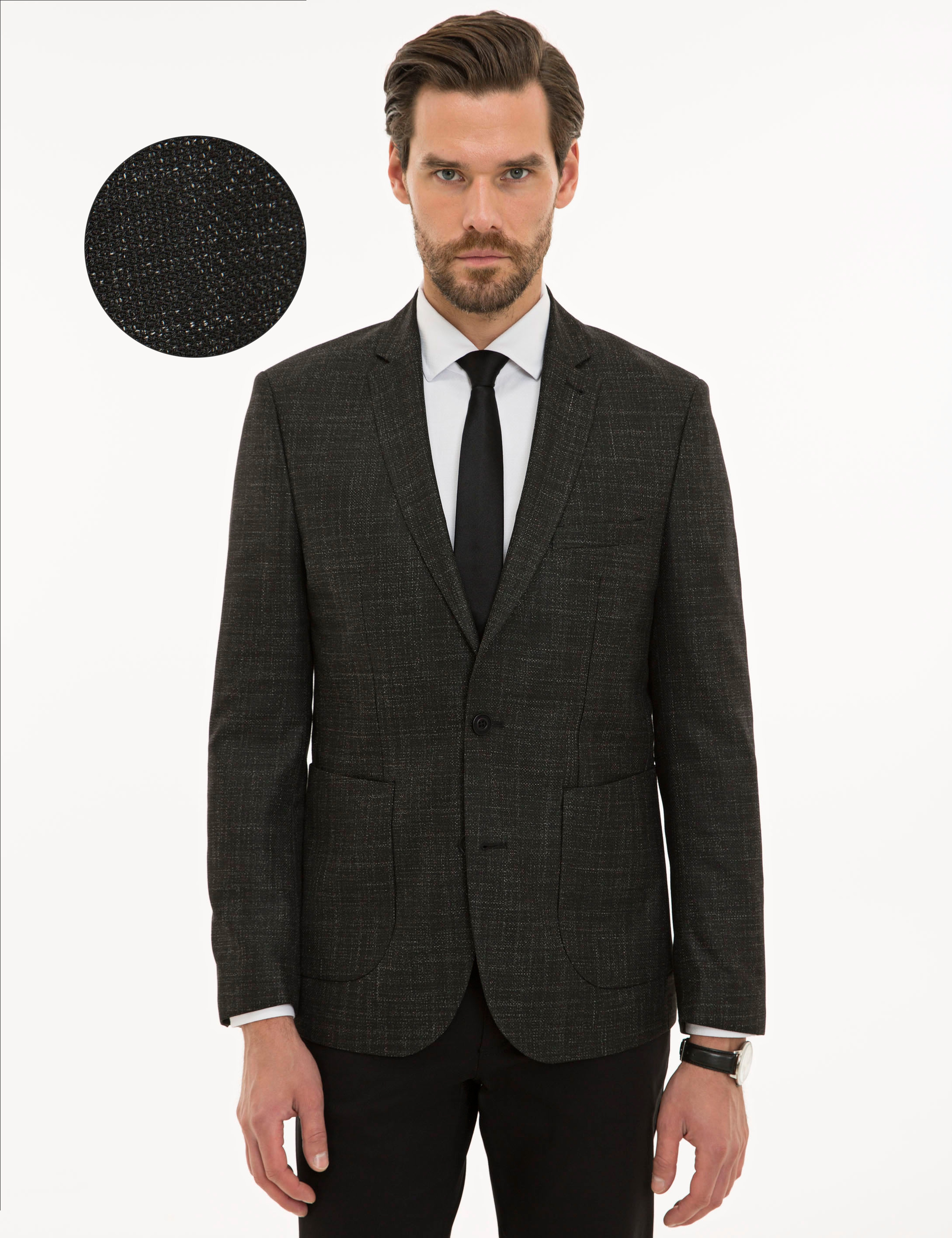 Siyah Slim Fit Ceket - Image 1