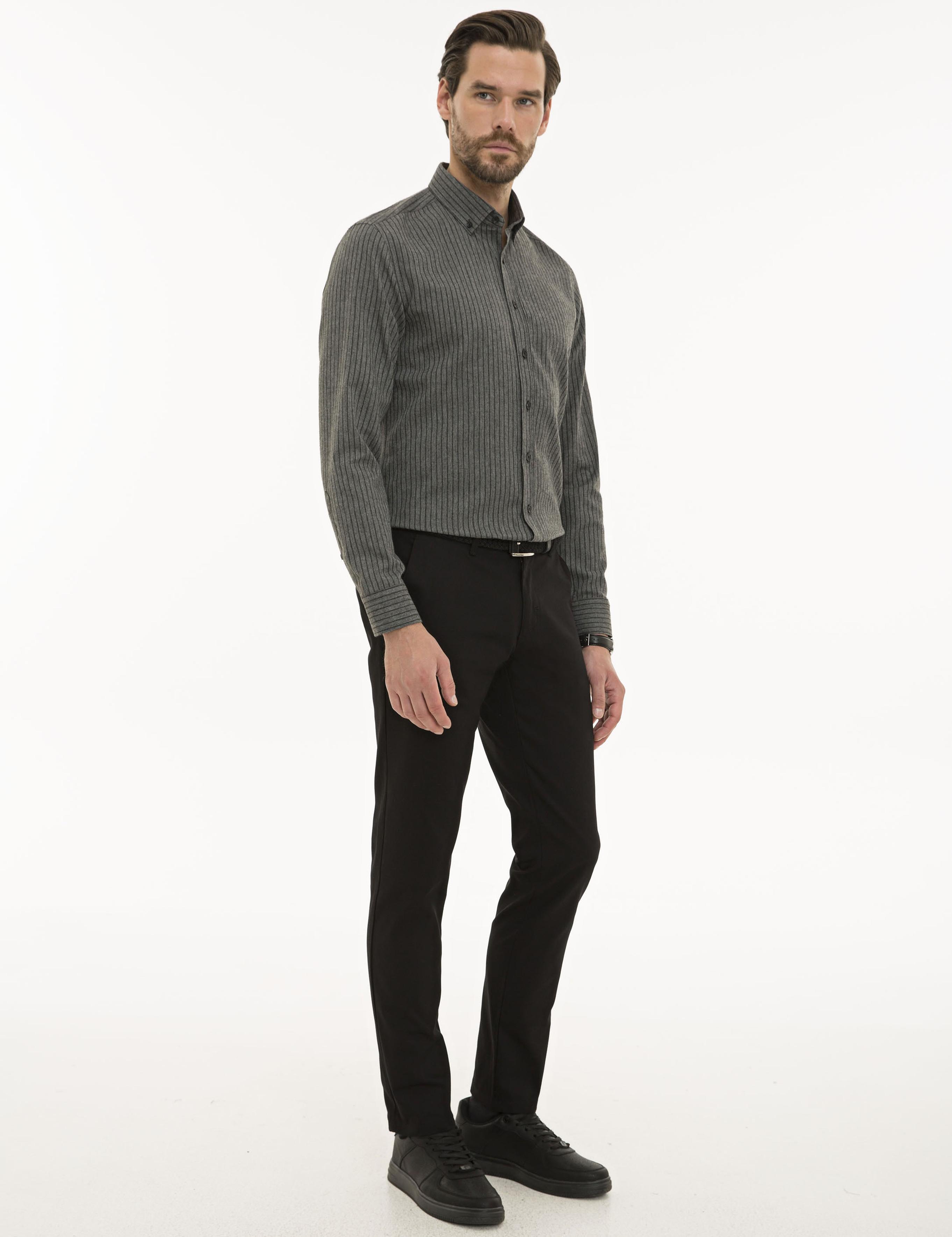 Siyah Slim Fit Kanvas Pantolon