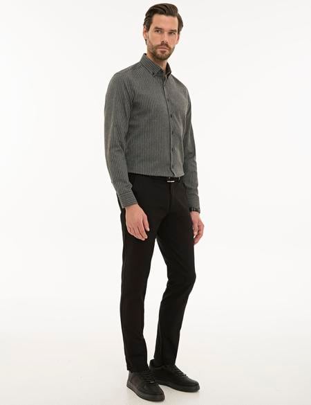 Siyah Slim Fit Kanvas Pantolon - 50230391073