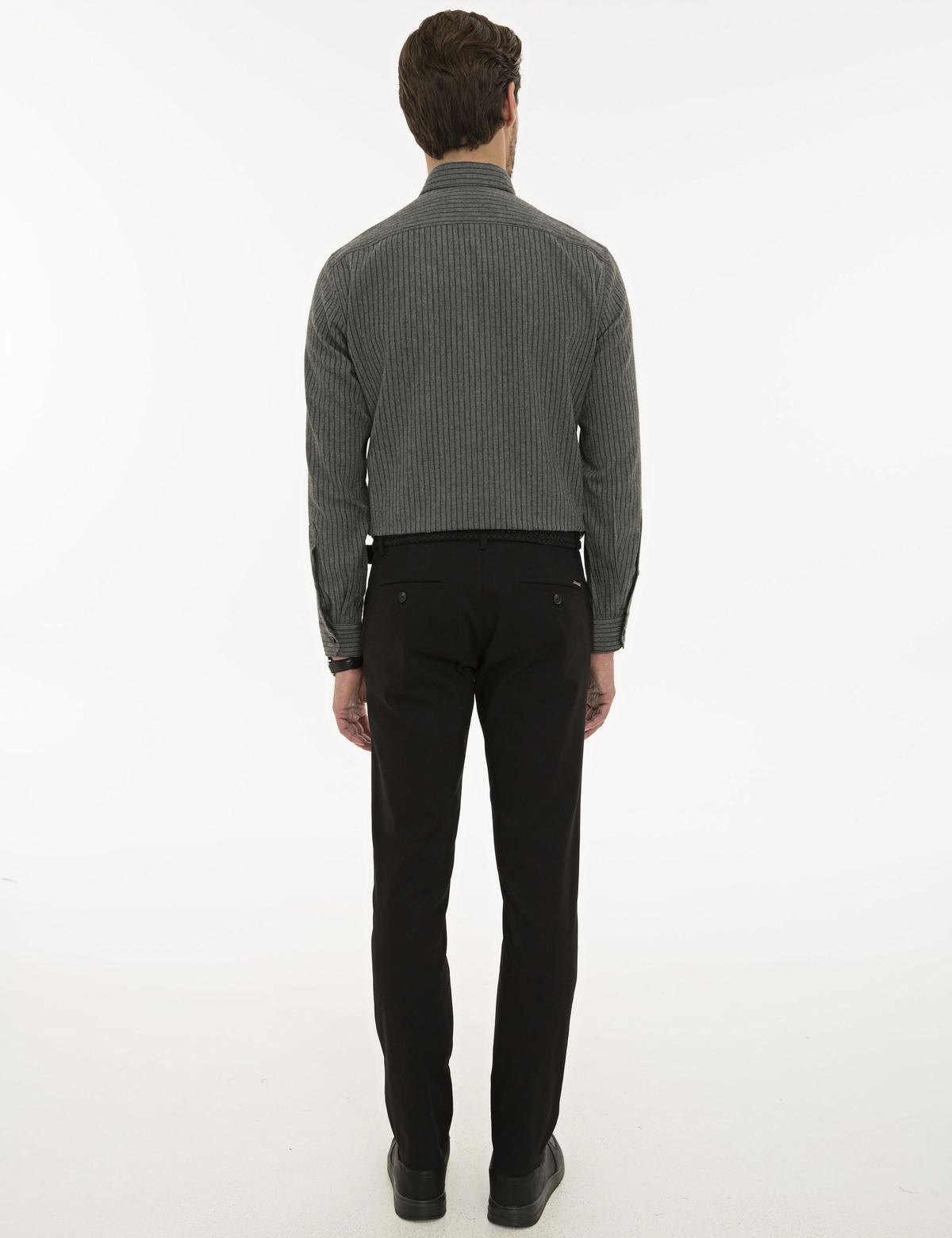 Siyah Slim Fit Kanvas Pantolon - 50230391073