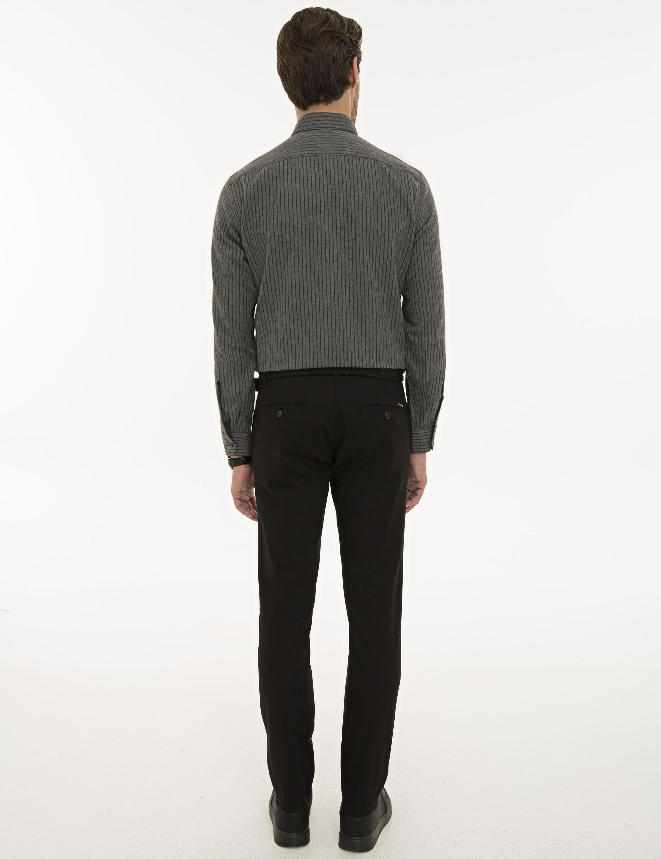 Siyah Slim Fit Kanvas Pantolon