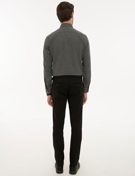 Siyah Slim Fit Kanvas Pantolon - 50230391073