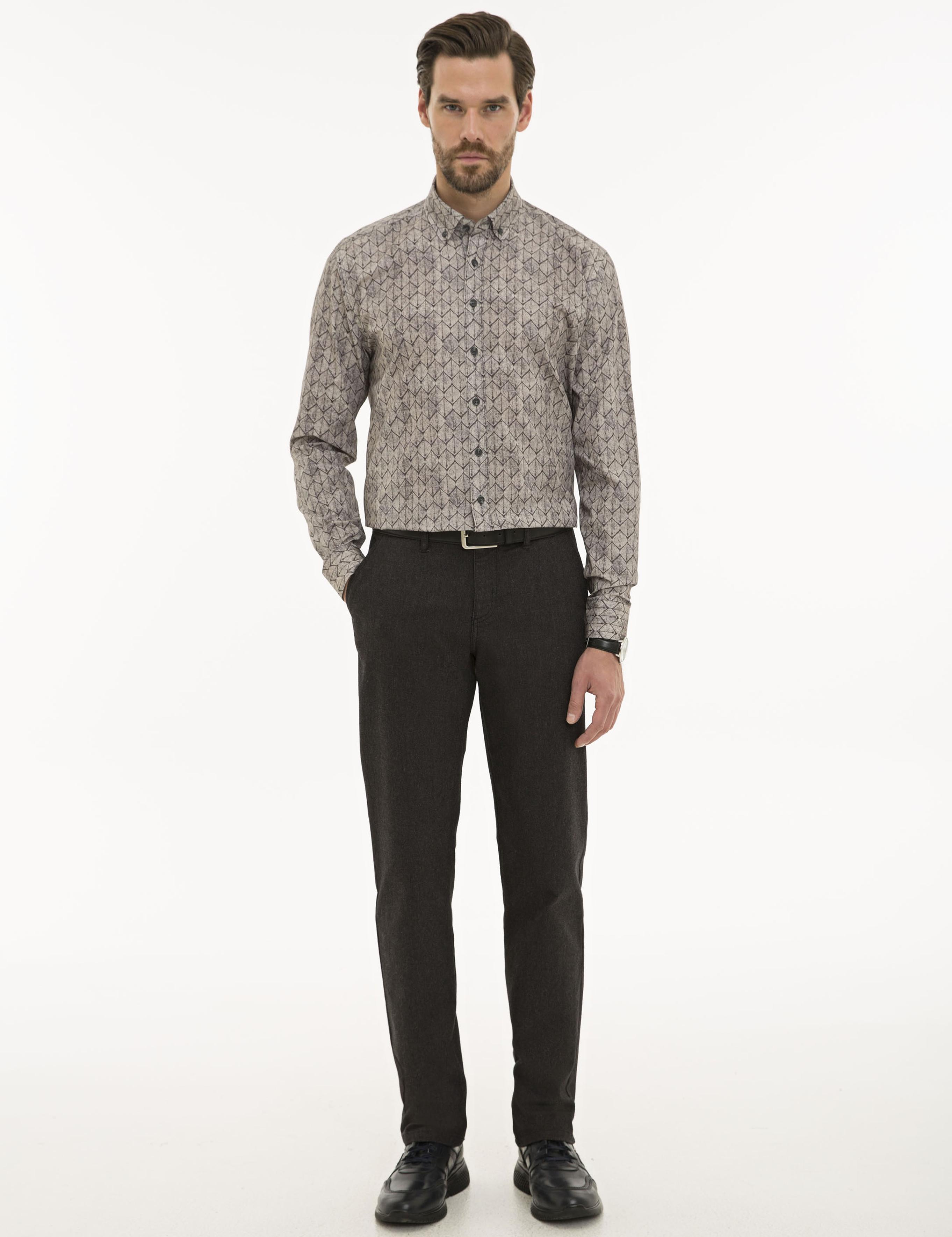 Siyah Regular Fit Kanvas Pantolon