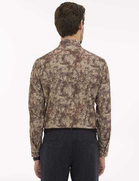 Kahverengi Slim Fit Uzun Kollu Gömlek - 50229512019