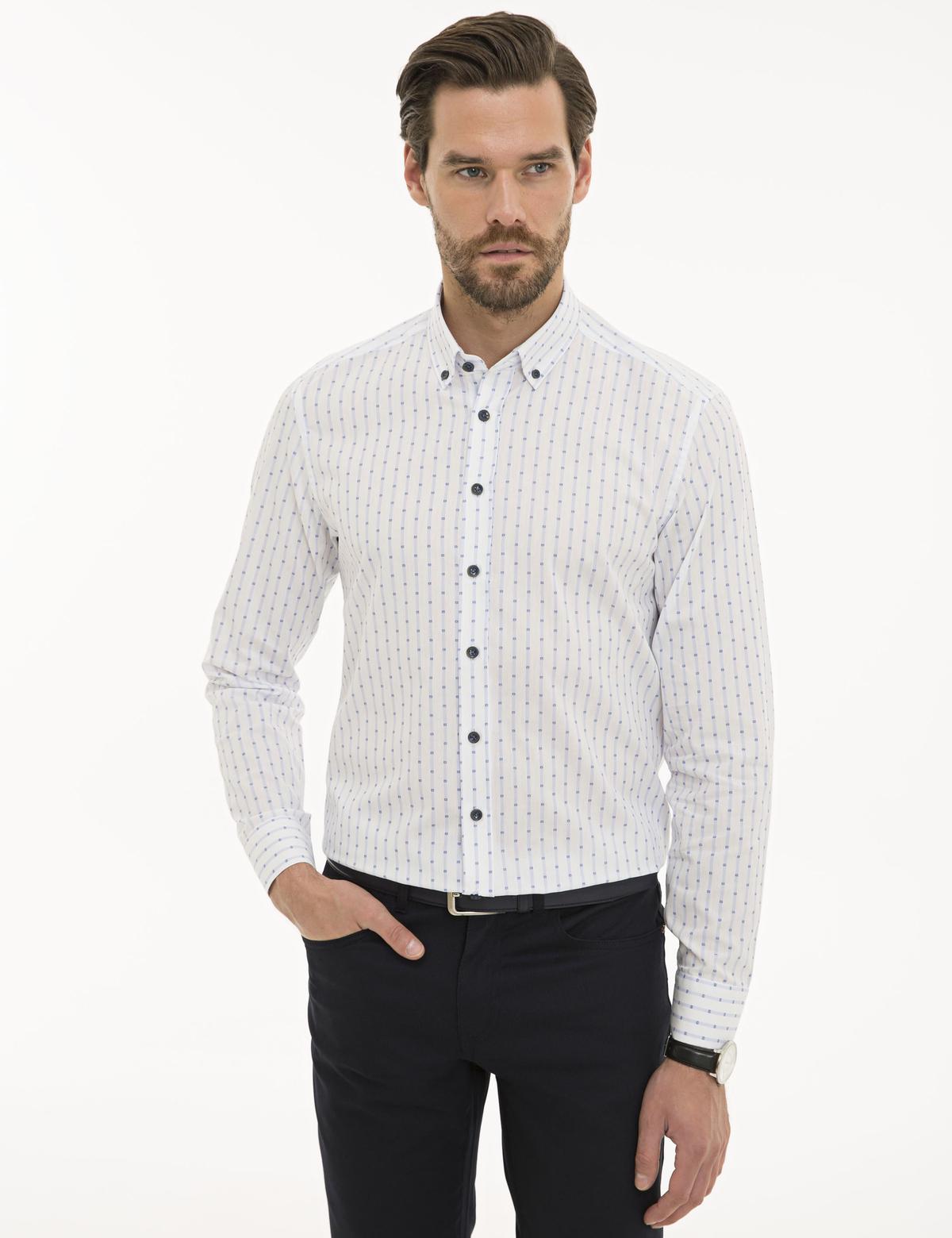 Beyaz Slim Fit Uzun Kollu Gömlek