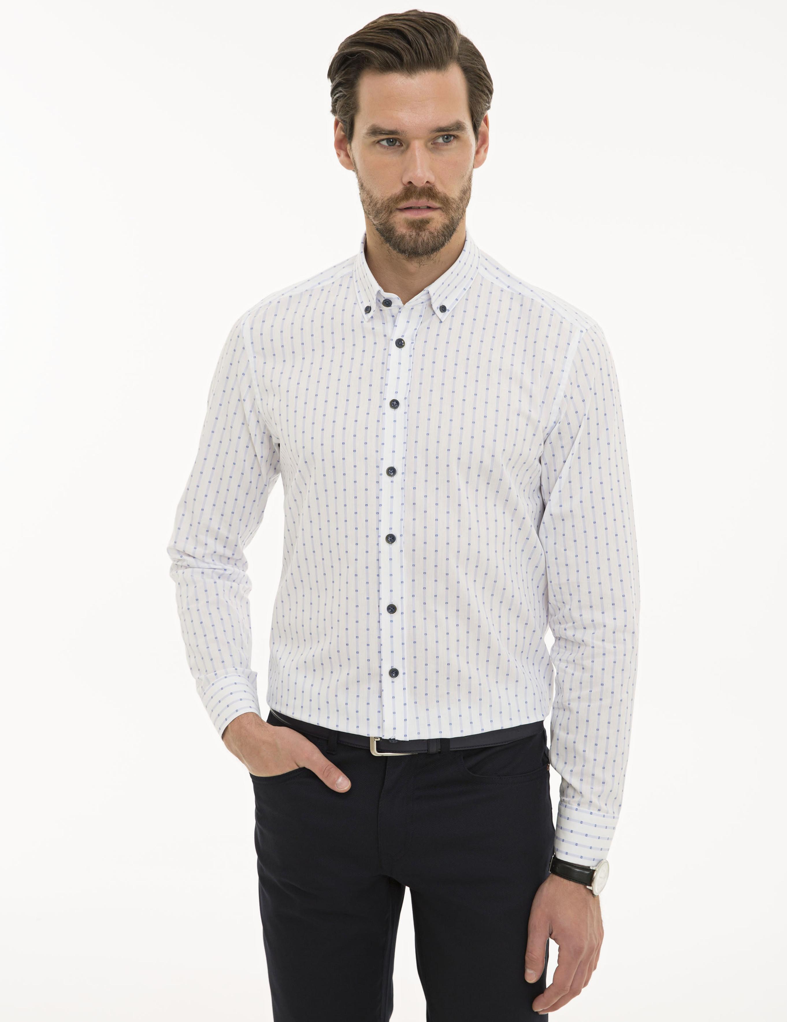 Beyaz Slim Fit Uzun Kollu Gömlek