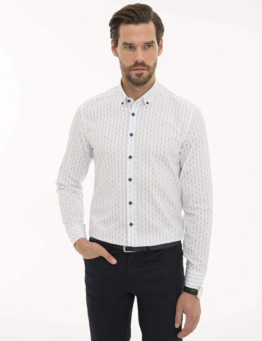 Beyaz Slim Fit Uzun Kollu Gömlek