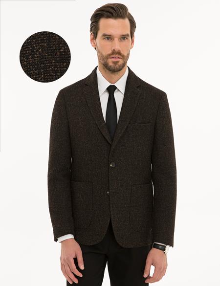 Kahverengi Slim Fit Ceket - 50229109035