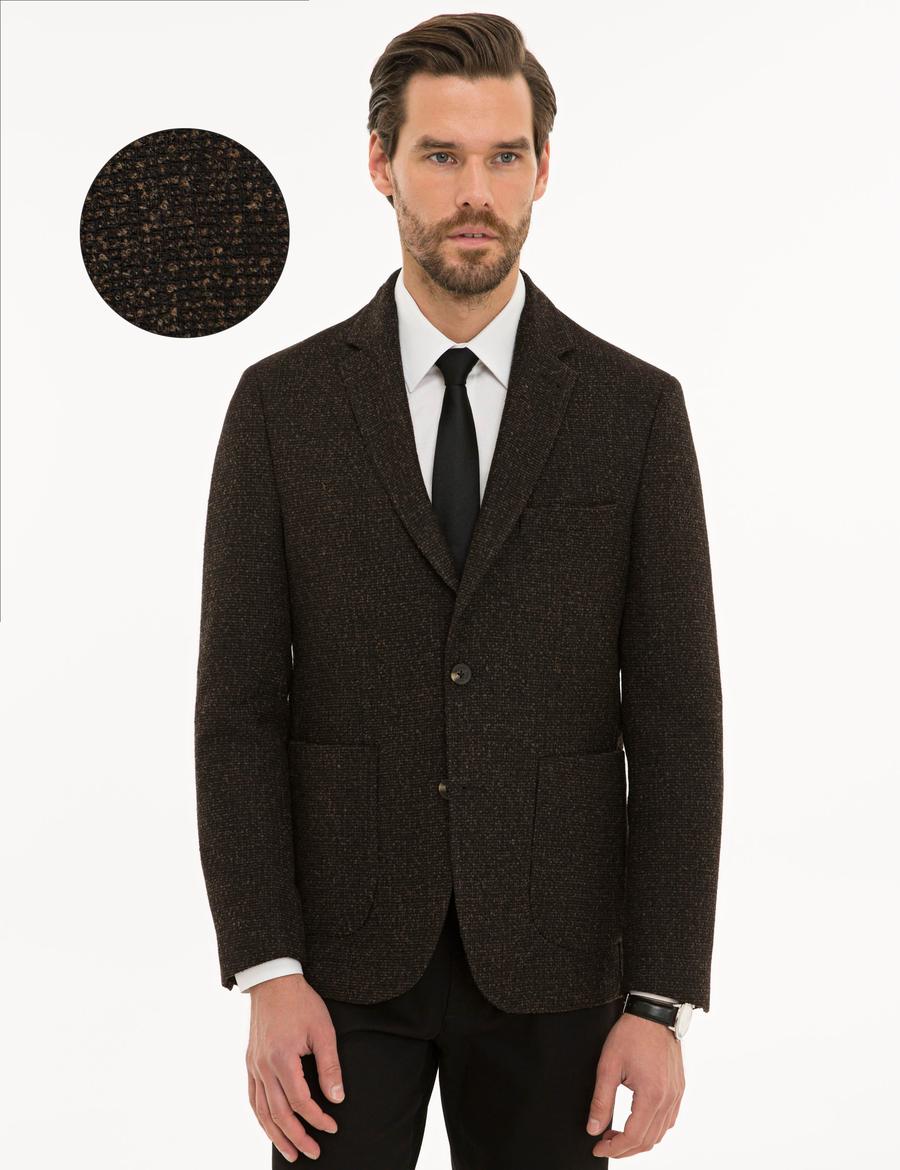 Kahverengi Slim Fit Ceket