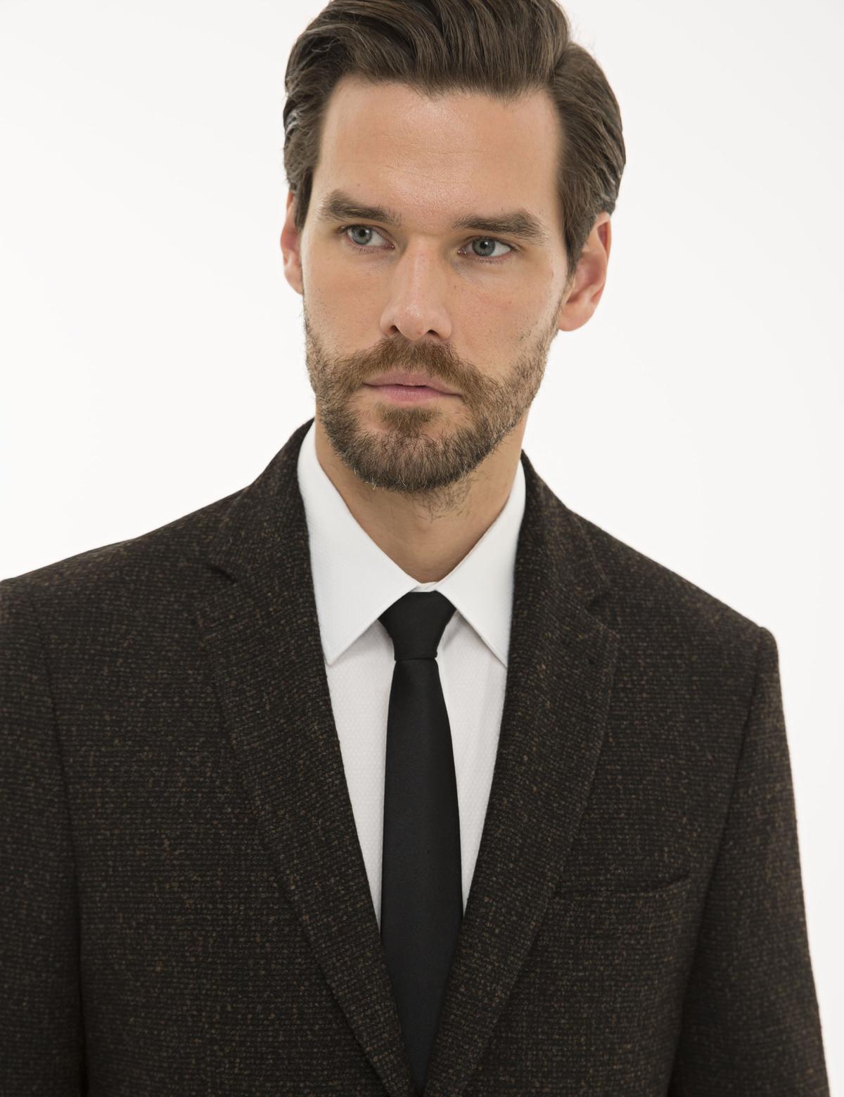 Kahverengi Slim Fit Ceket - 50229109035