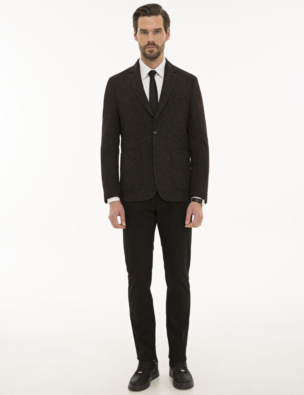 Kahverengi Slim Fit Ceket - 50229109035