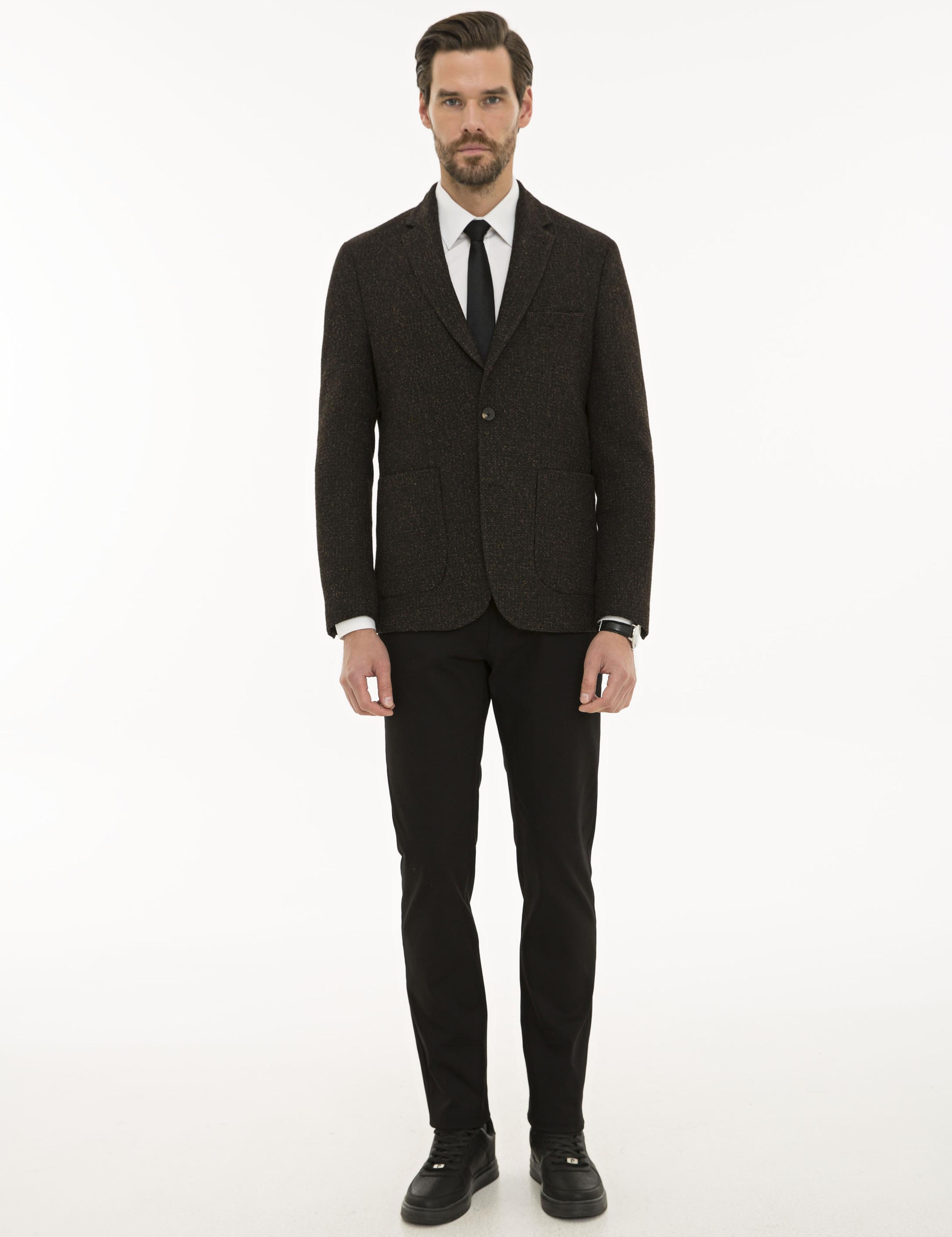 Kahverengi Slim Fit Ceket