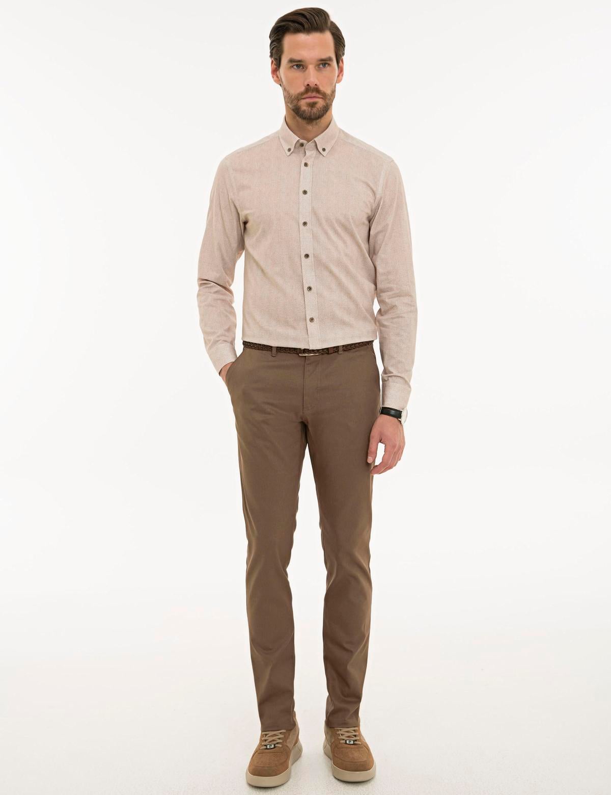 Açık Kahverengi Slim Fit Kanvas Pantolon