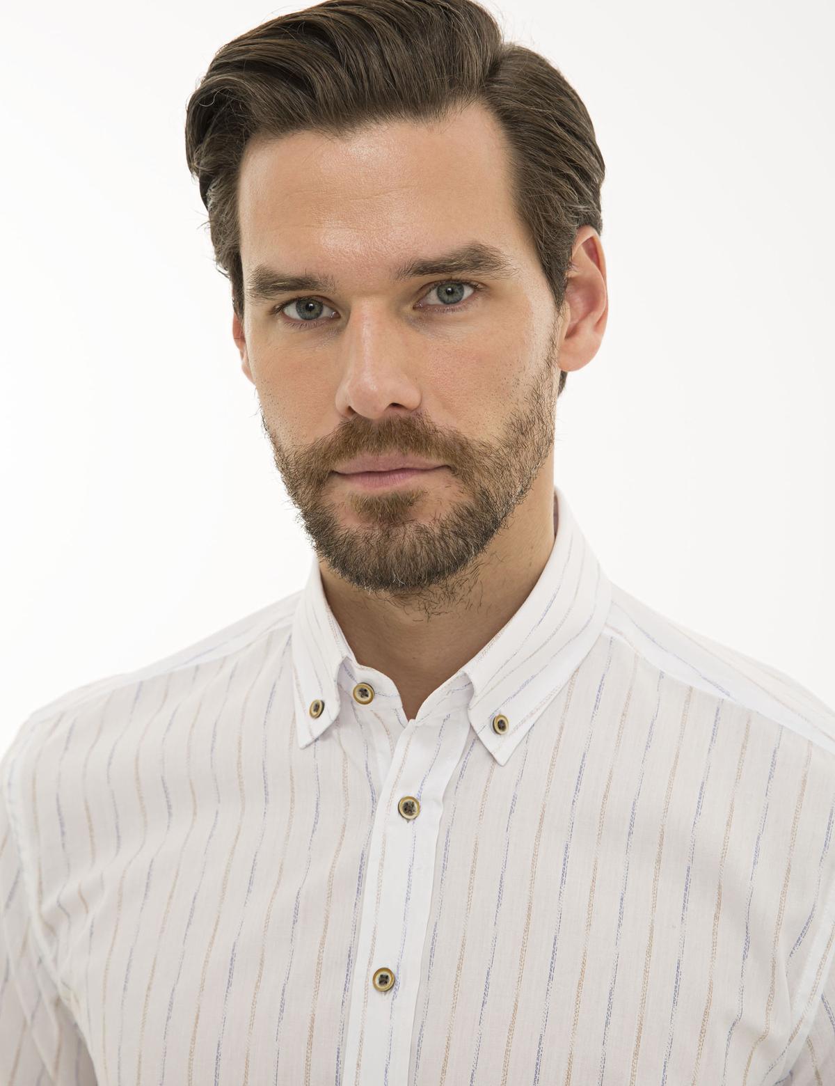 Bej Slim Fit Uzun Kollu Gömlek - 50230246016