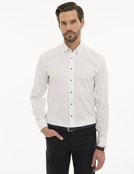 Bej Slim Fit Uzun Kollu Gömlek - 50230246016