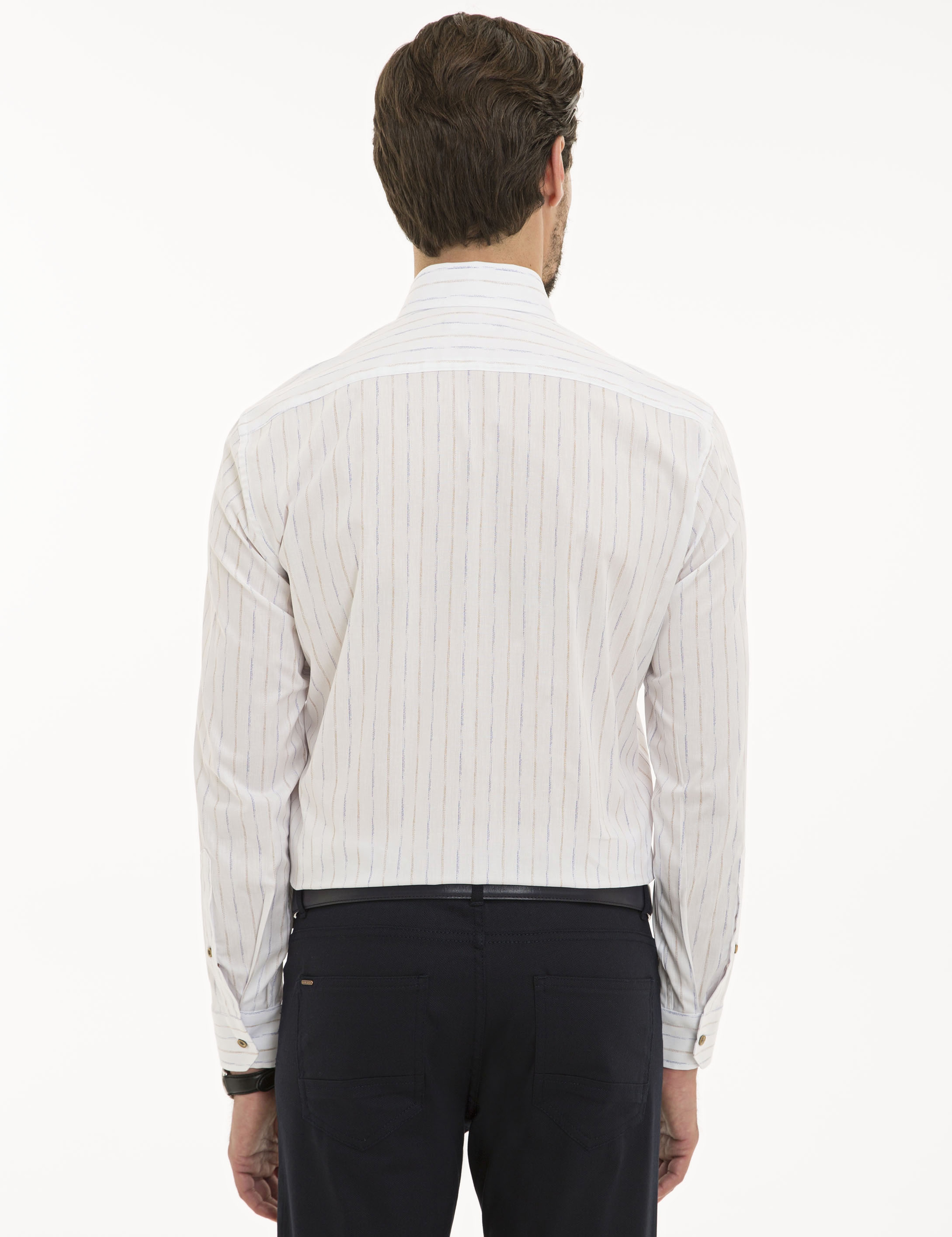 Bej Slim Fit Uzun Kollu Gömlek - Image 3