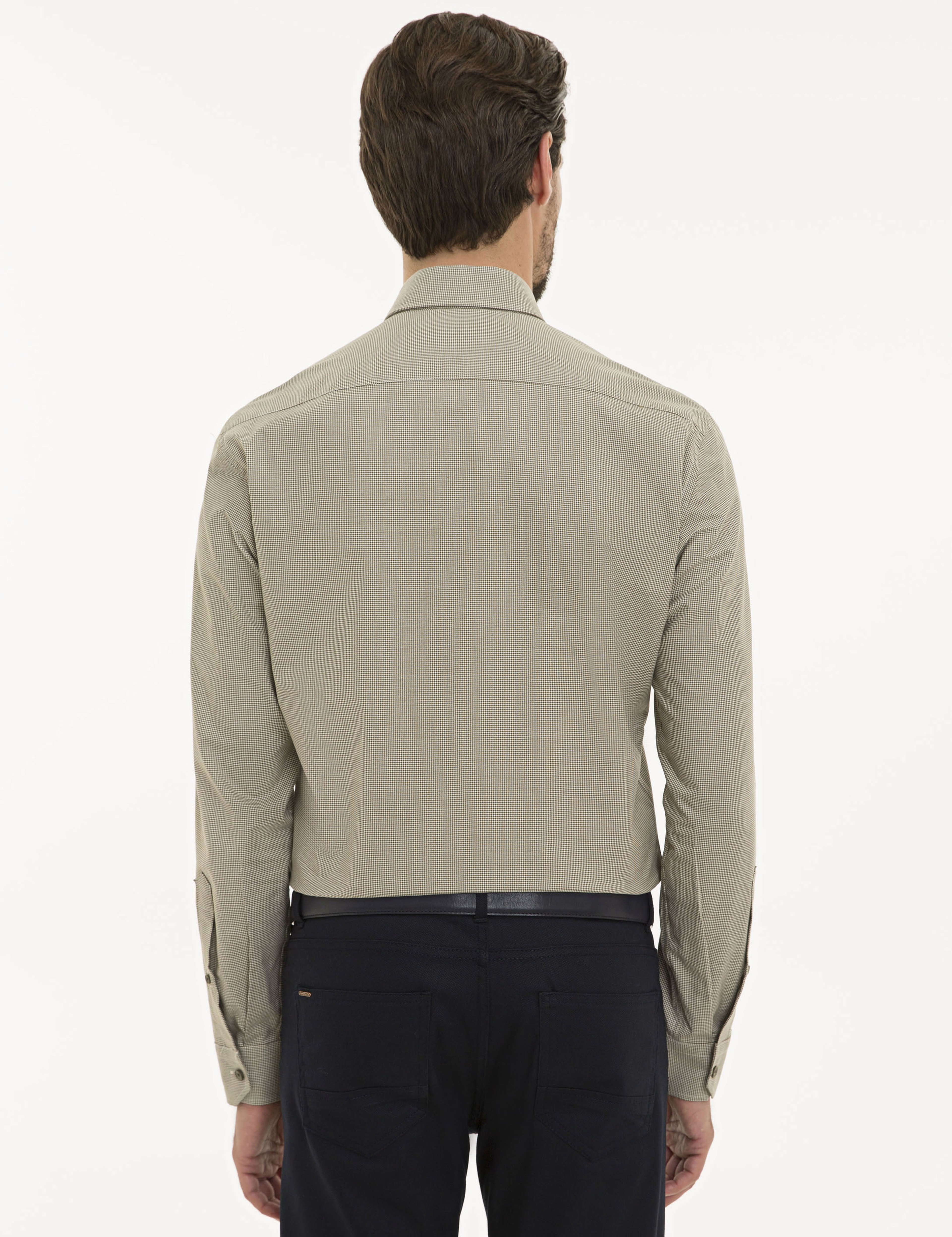 Haki Slim Fit Uzun Kollu Gömlek - Image 3