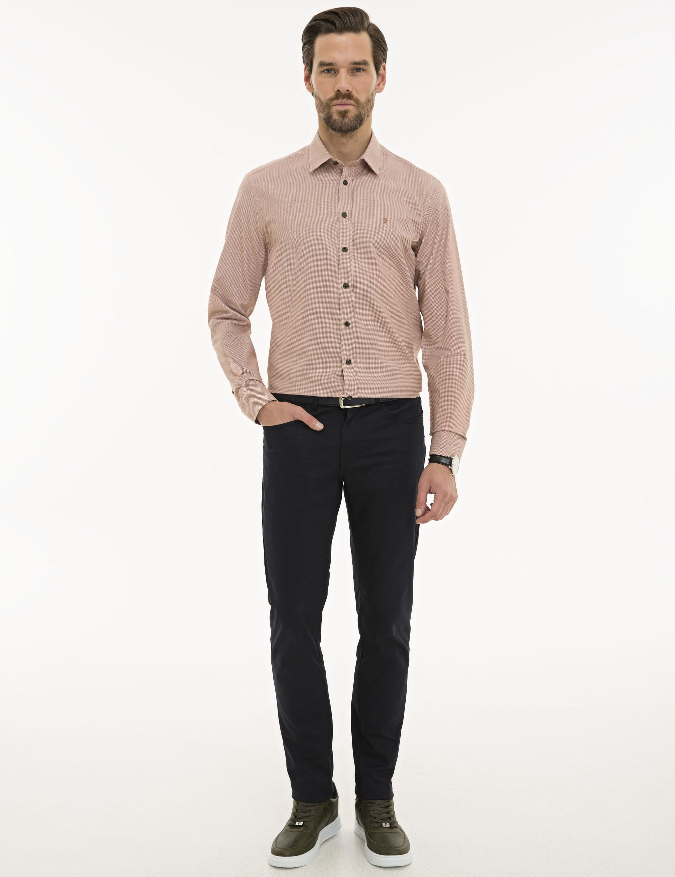 Turuncu Slim Fit Uzun Kollu Gömlek