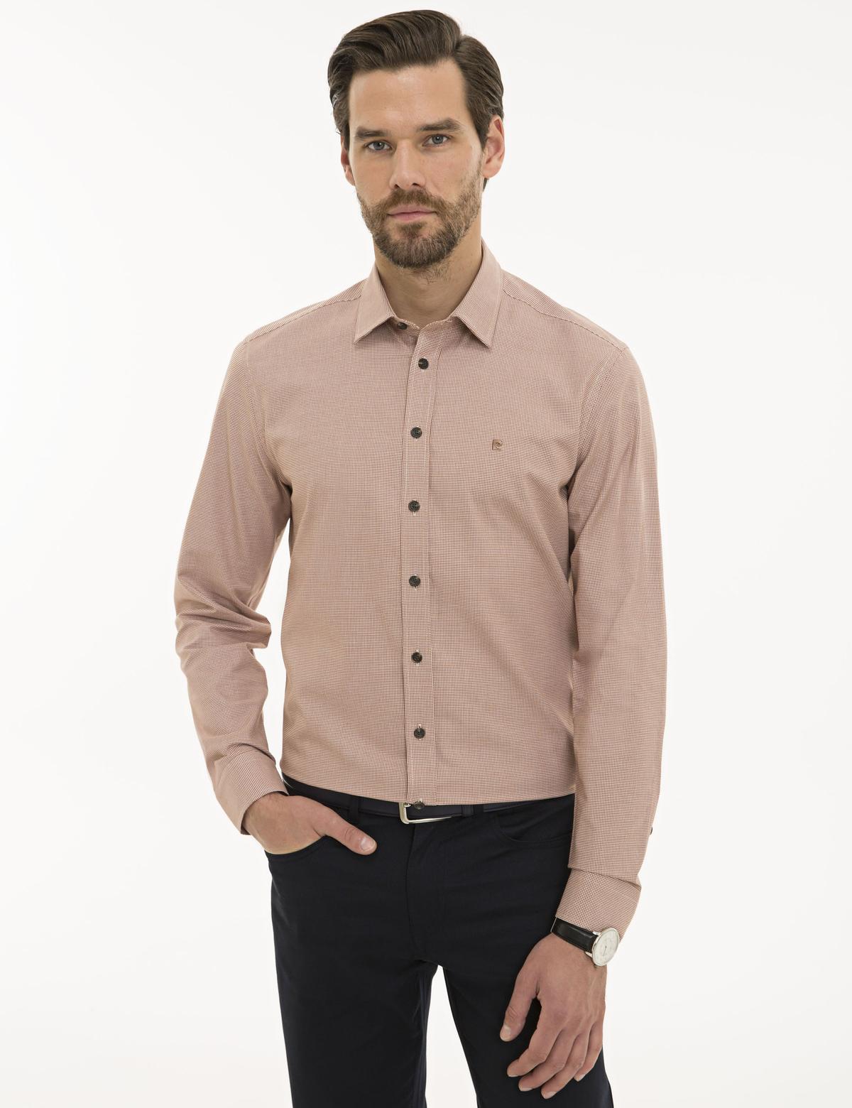 Turuncu Slim Fit Uzun Kollu Gömlek