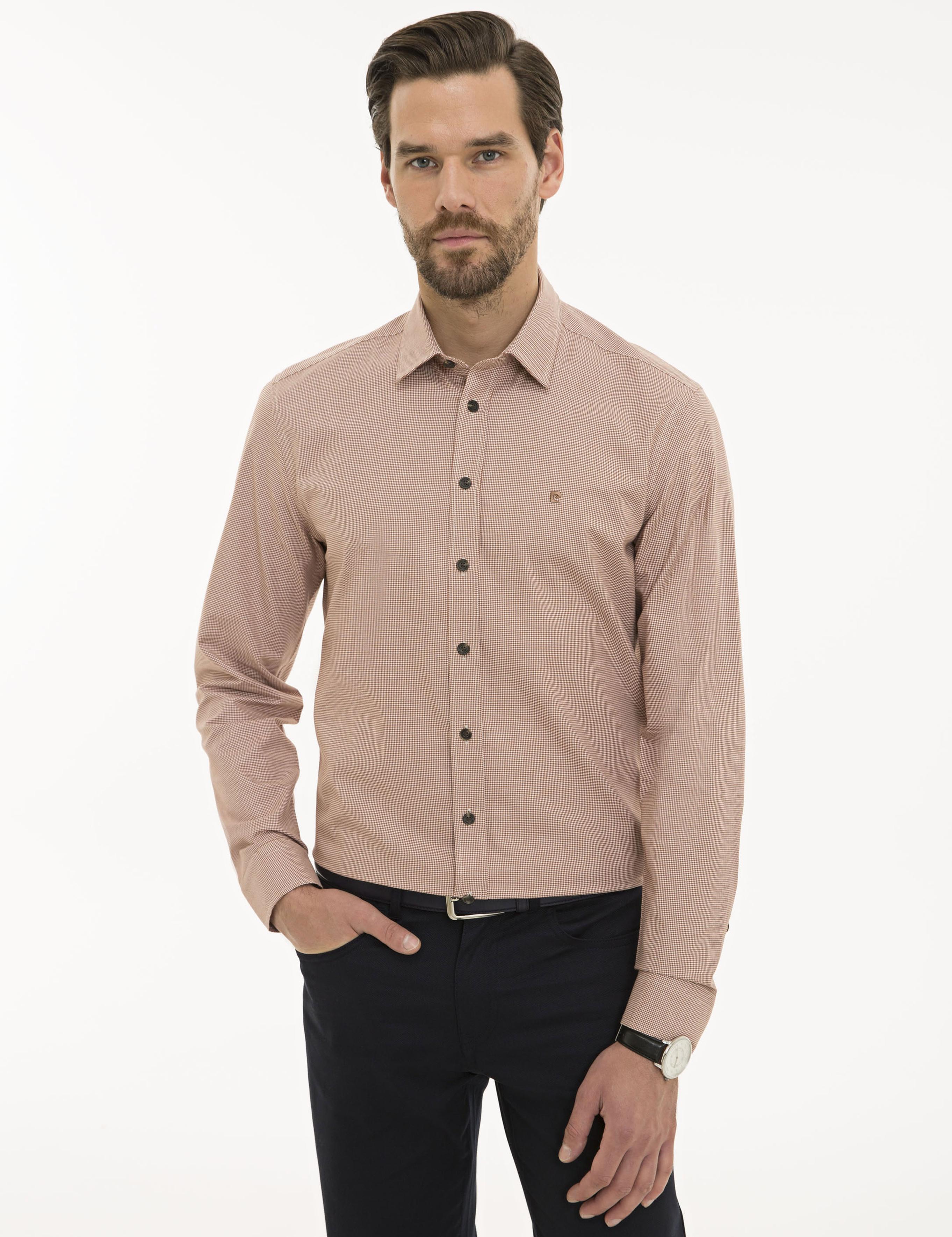 Turuncu Slim Fit Uzun Kollu Gömlek