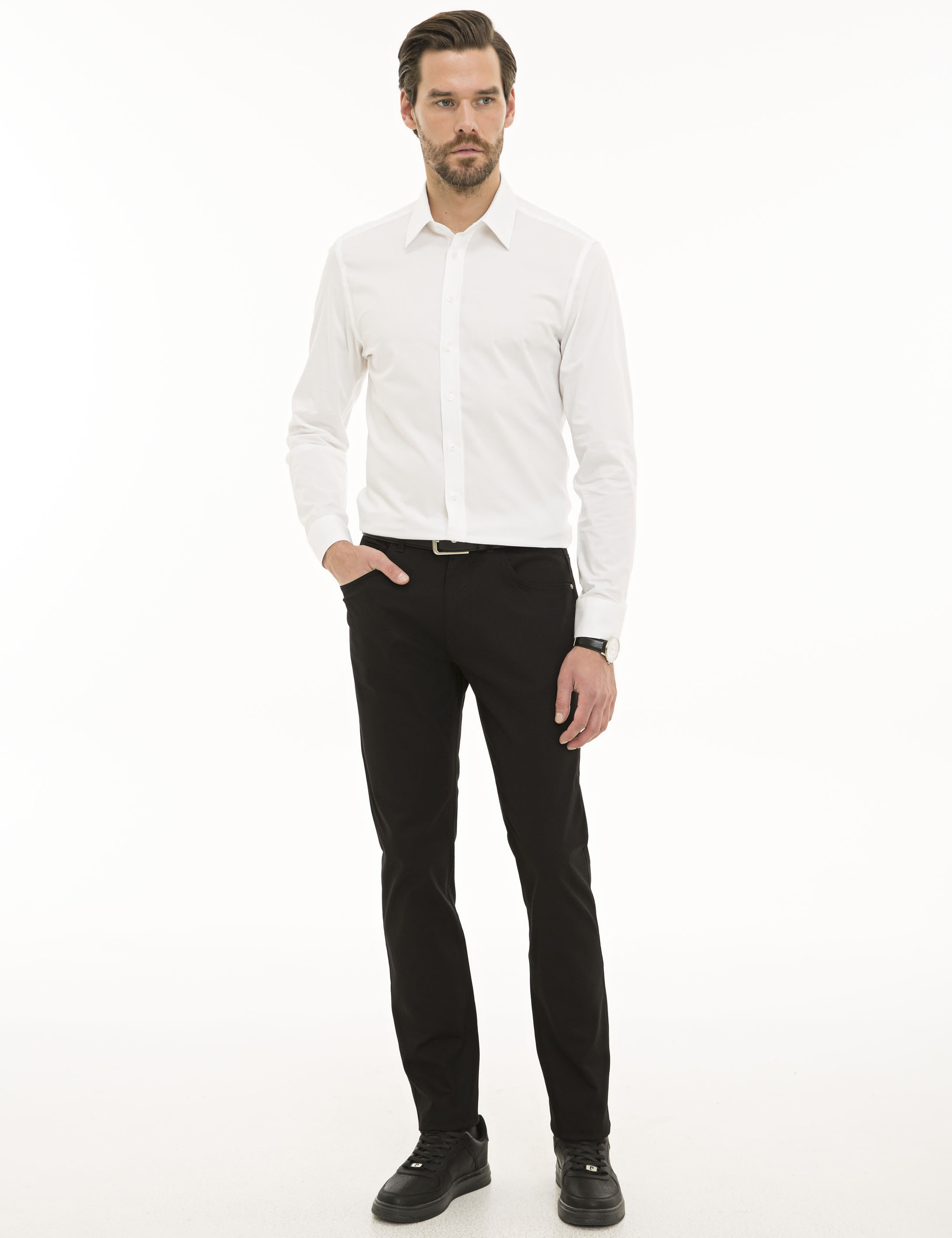Beyaz Ex. Slim Fit Uzun Kollu Gömlek