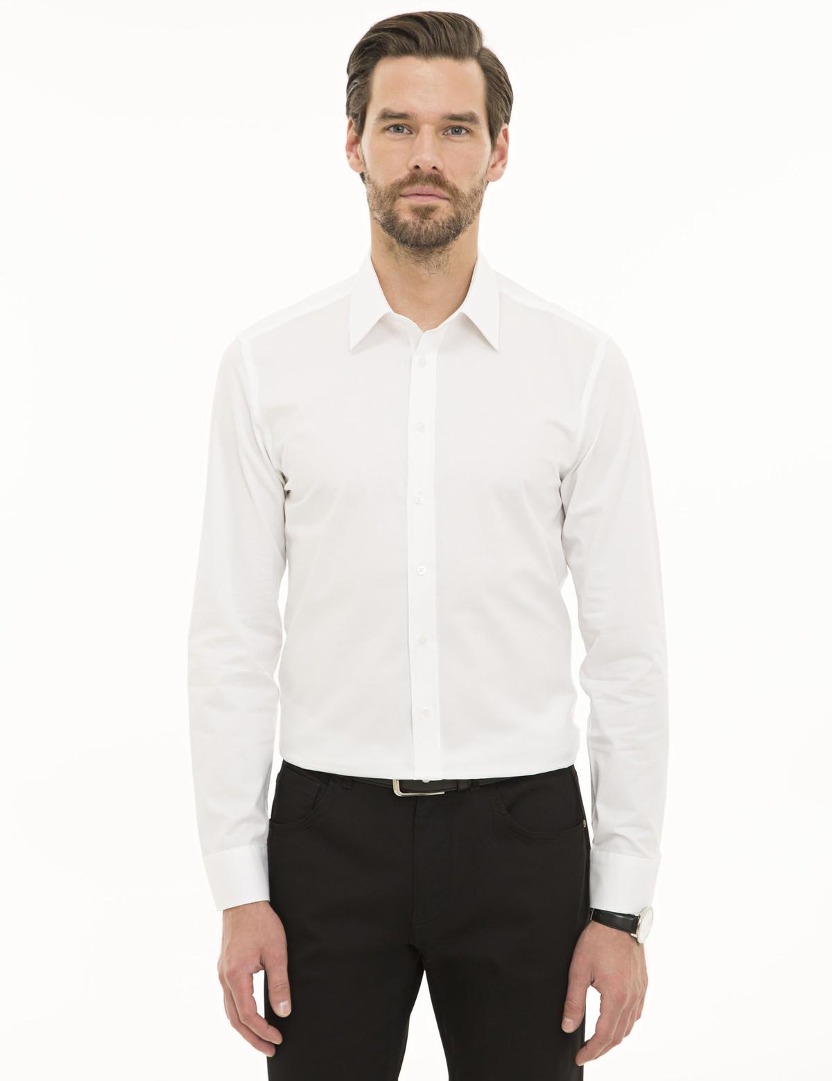 Beyaz Ex. Slim Fit Uzun Kollu Gömlek