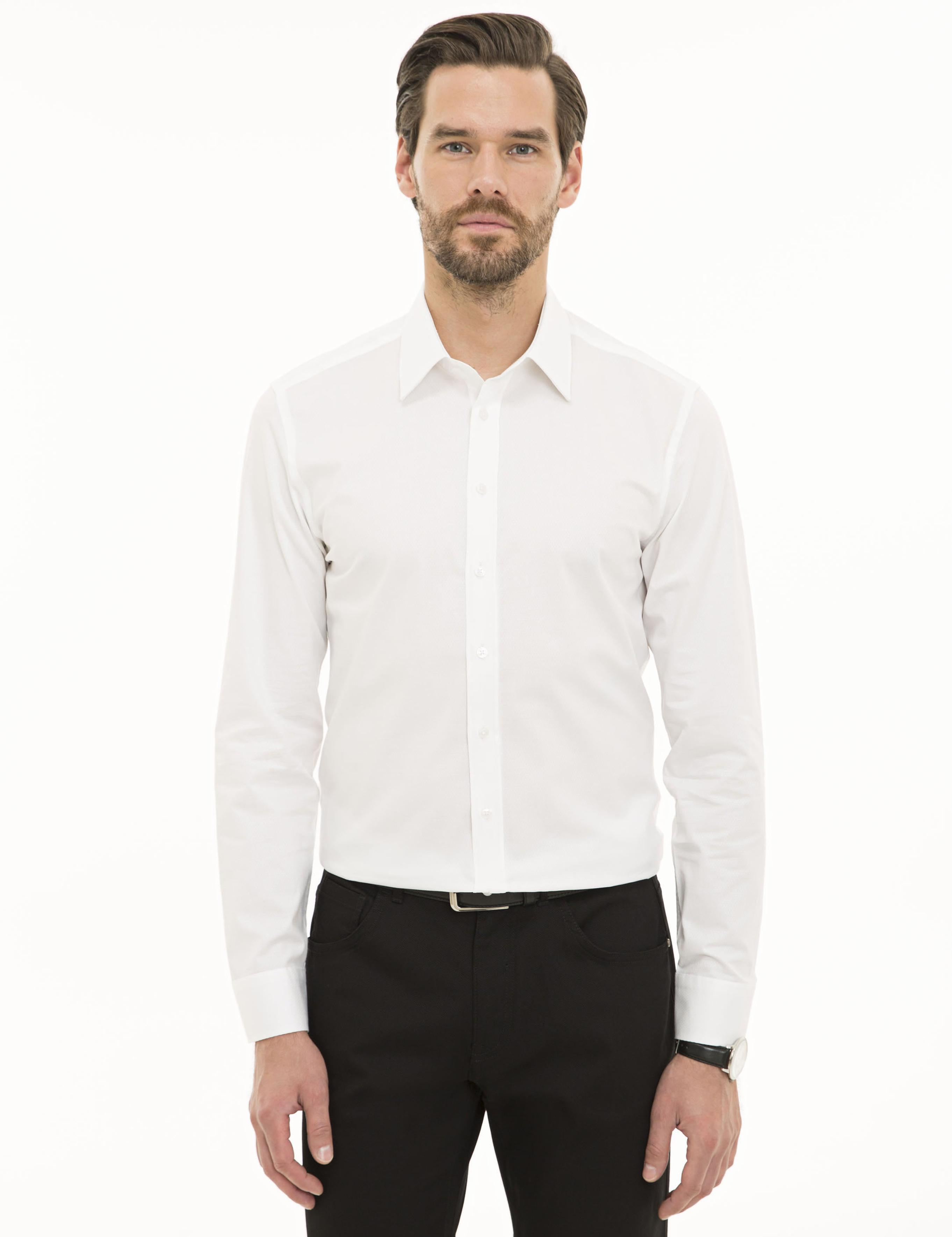 Beyaz Ex. Slim Fit Uzun Kollu Gömlek