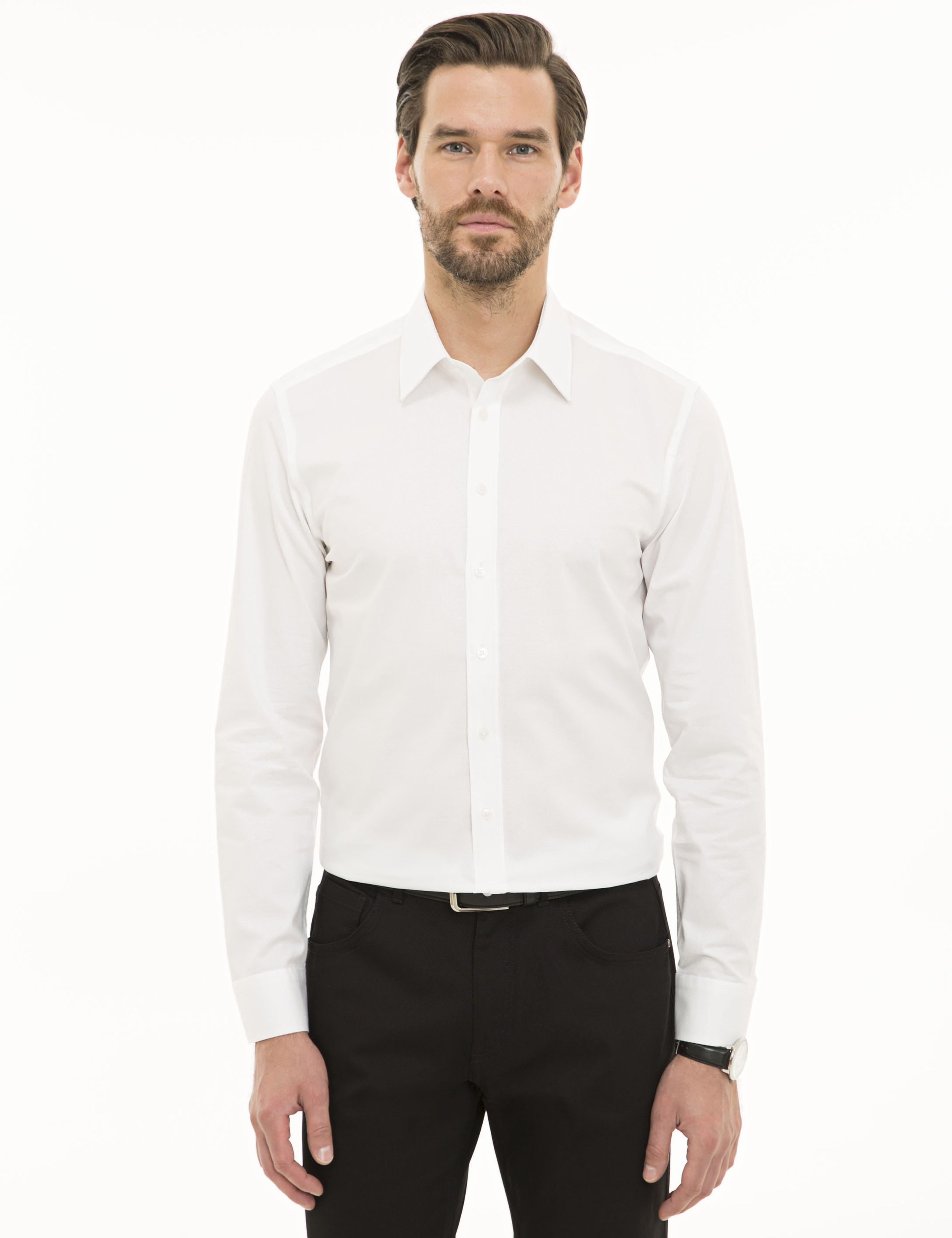 Beyaz Ex. Slim Fit Uzun Kollu Gömlek