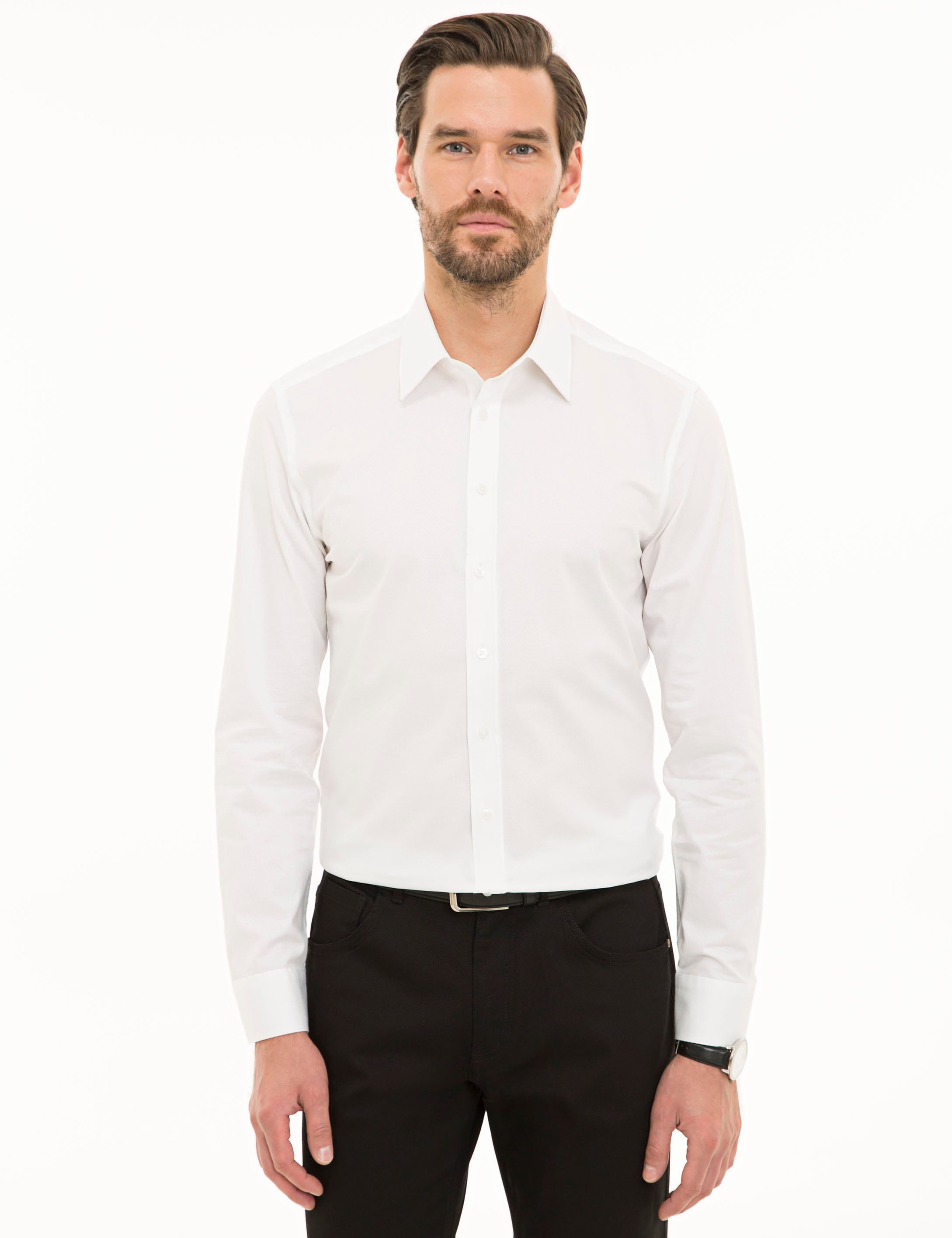 Beyaz Ex. Slim Fit Uzun Kollu Gömlek