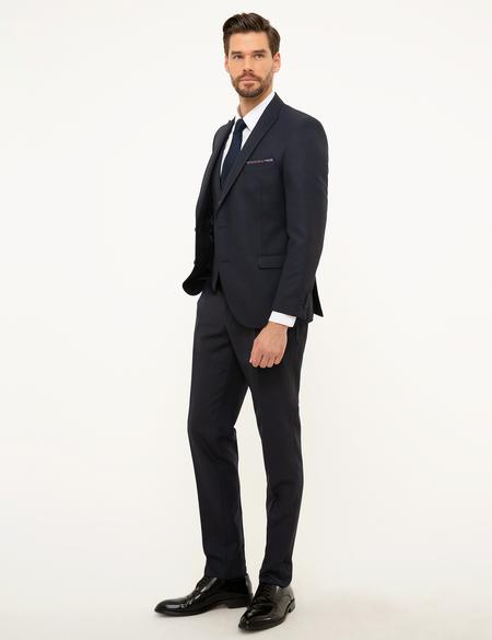 Lacivert Ekstra Slim Fit Yelekli Takım Elbise - 50216073008