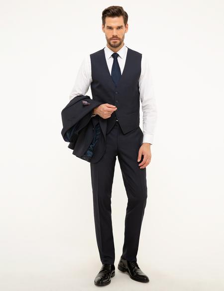 Lacivert Ekstra Slim Fit Yelekli Takım Elbise - 50216073008