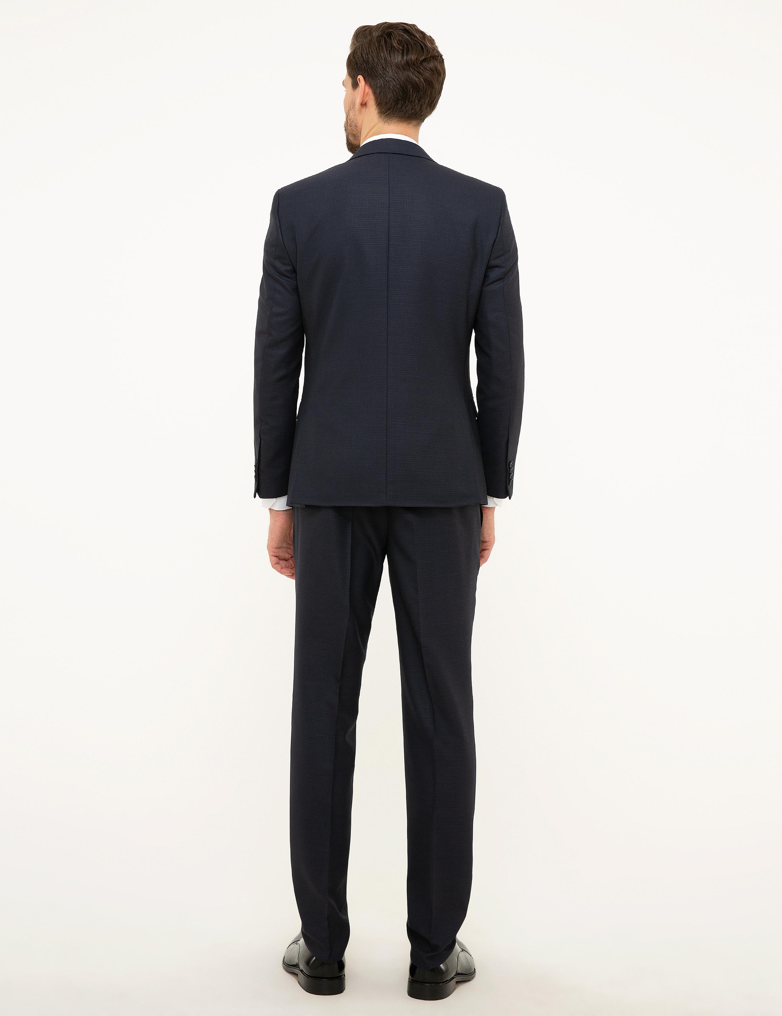 Lacivert Ekstra Slim Fit Yelekli Takım Elbise