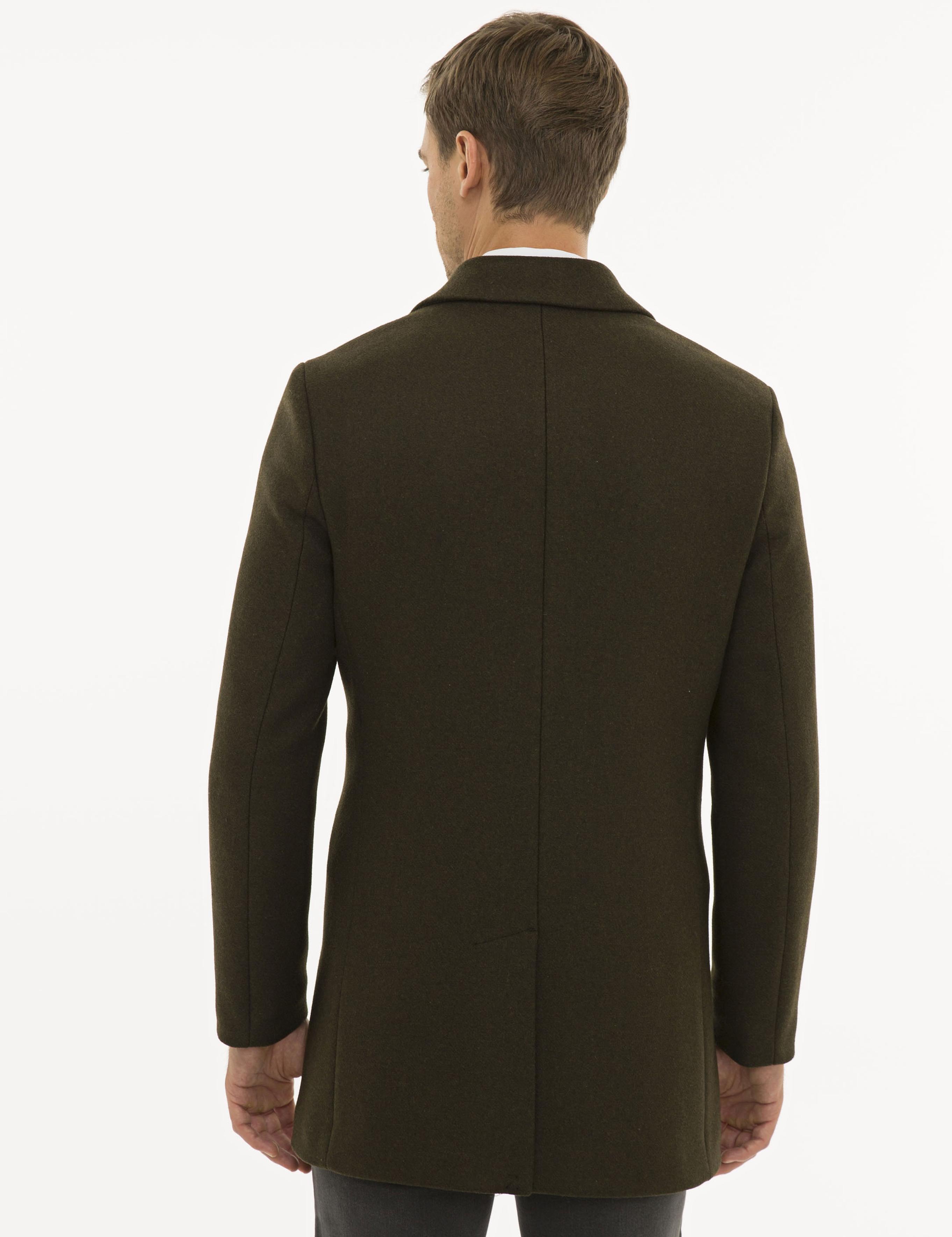 Haki Ex. Slim Fit Kaşe Kaban