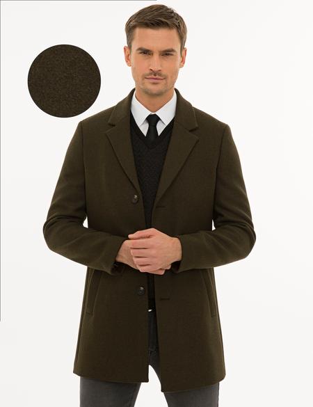 Haki Ex. Slim Fit Kaşe Kaban - 50230243025