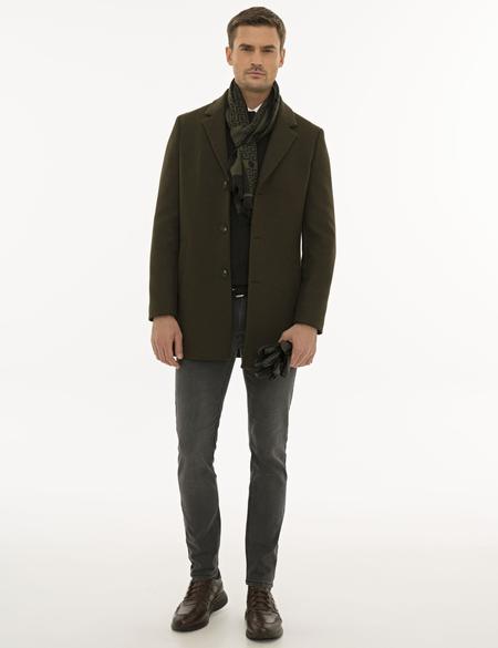 Haki Ex. Slim Fit Kaşe Kaban - 50230243025