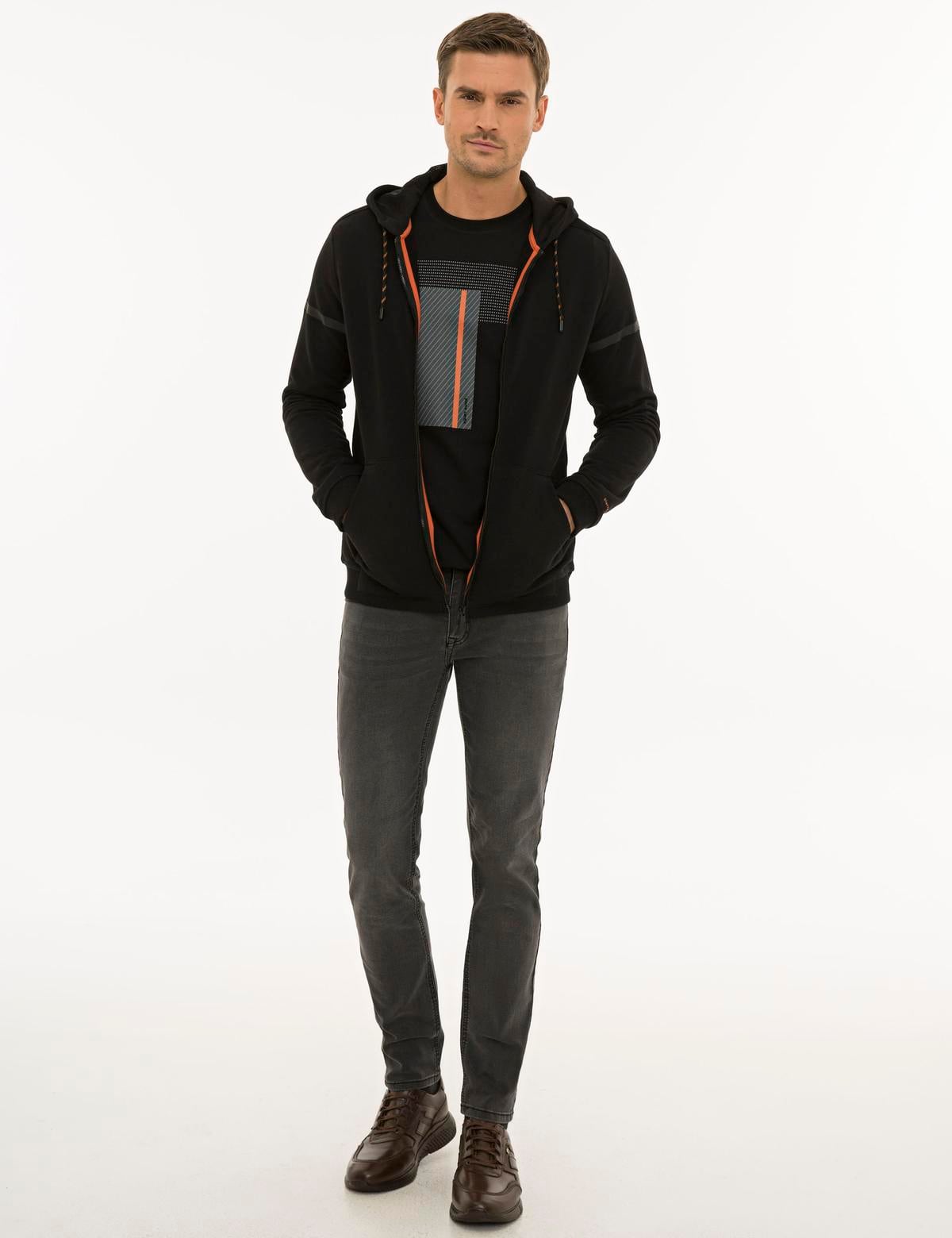 Siyah Regular Fit Sweatshirt - 50227595002