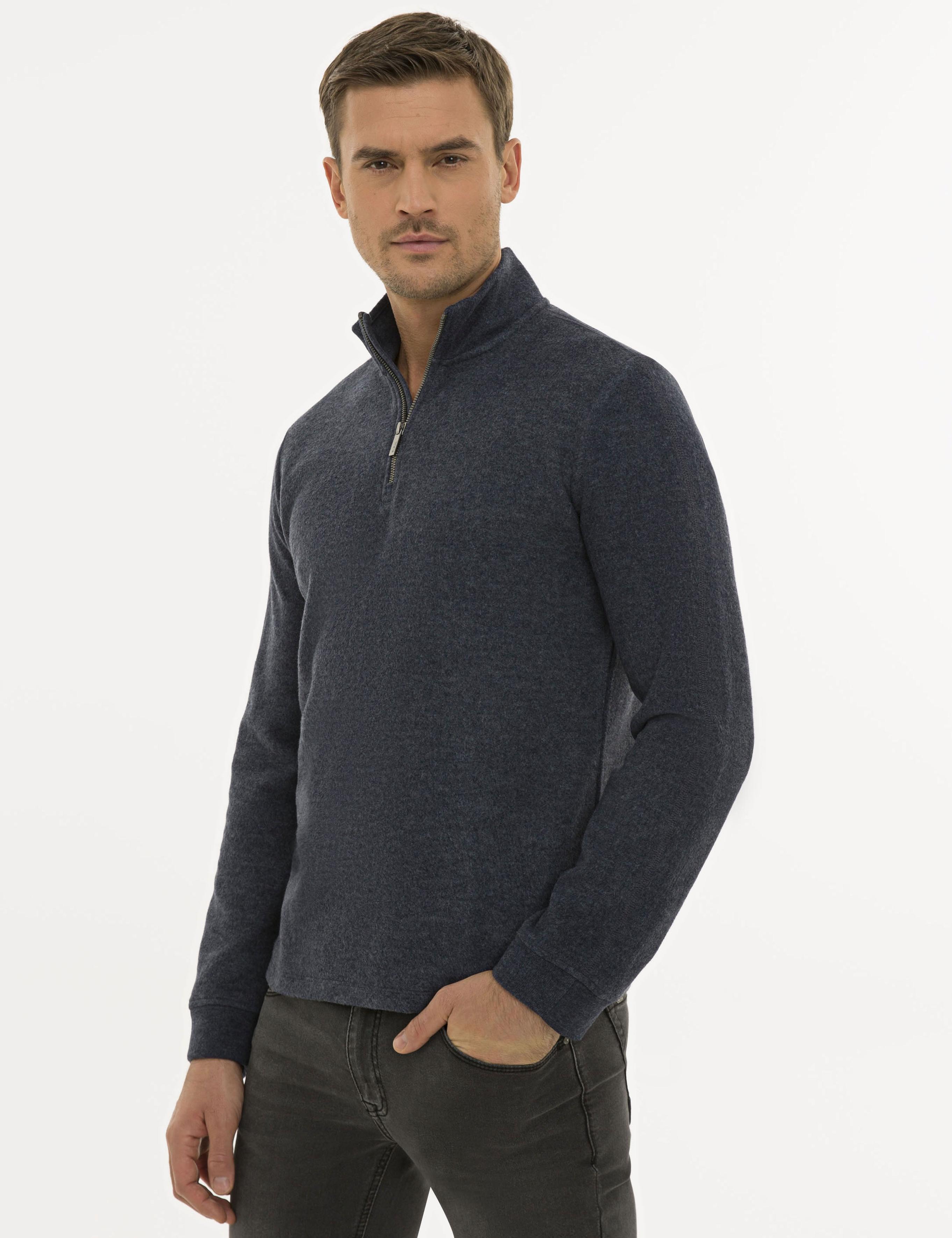 Lacivert Melanj Regular Fit Sweatshirt