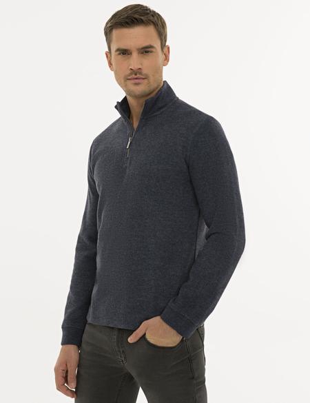 Lacivert Melanj Regular Fit Sweatshirt - 50231987015