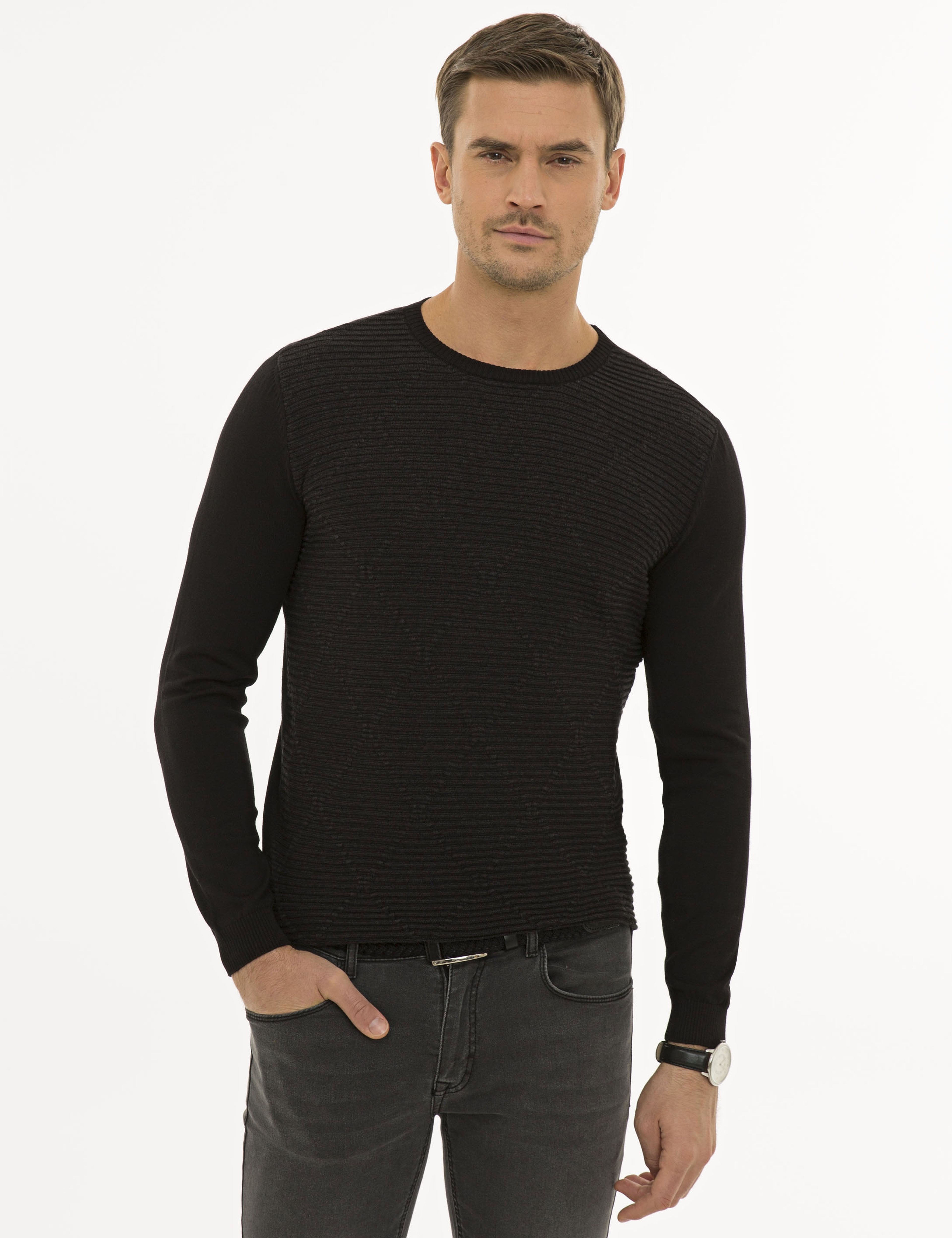 Siyah Slim Fit Kazak