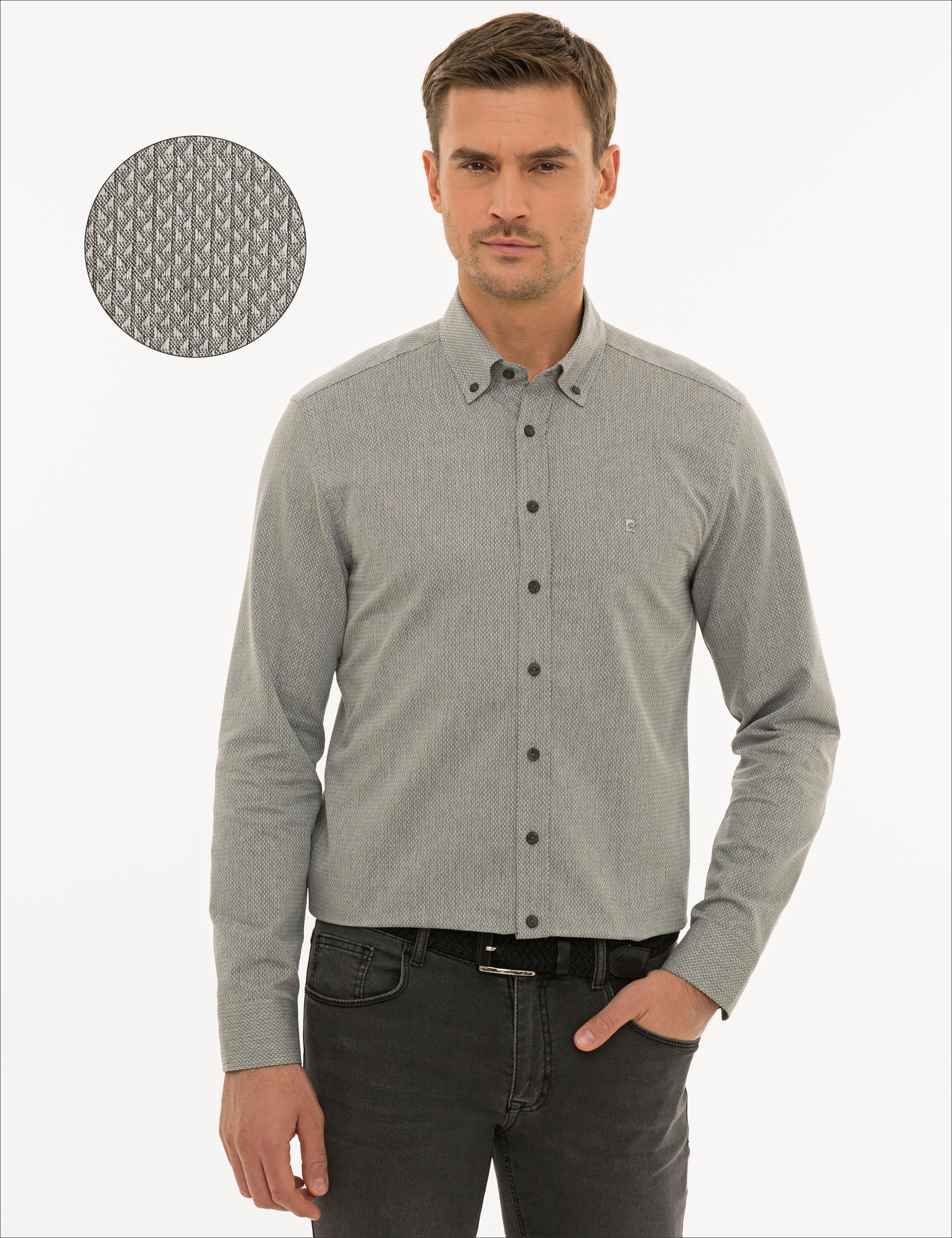 Gri Slim Fit Gömlek - Image 1