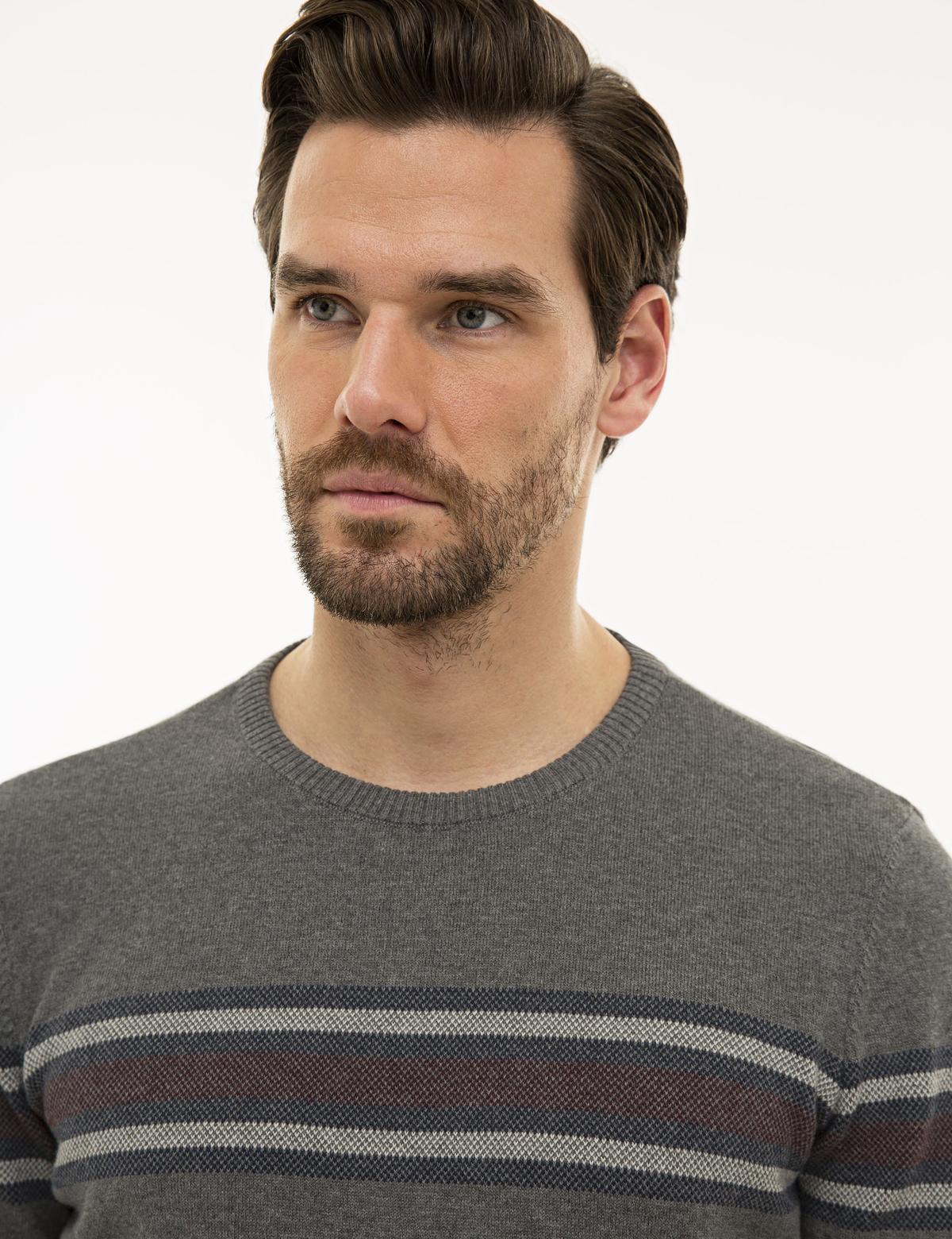 Gri Melanj Slim Fit Triko Kazak - 50233724017