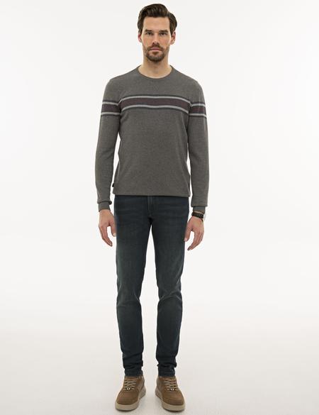 Gri Melanj Slim Fit Triko Kazak - 50233724017