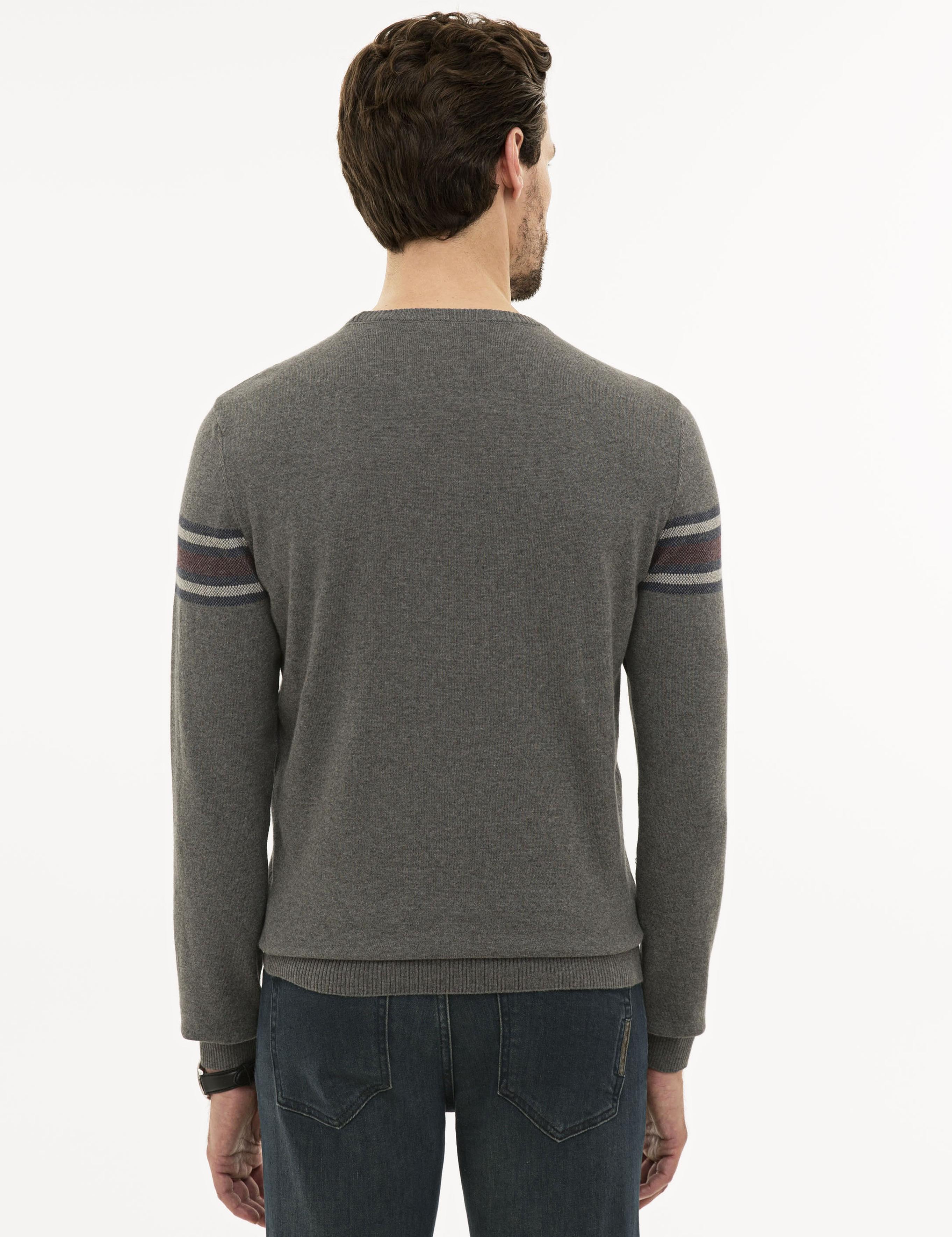 Gri Melanj Slim Fit Triko Kazak