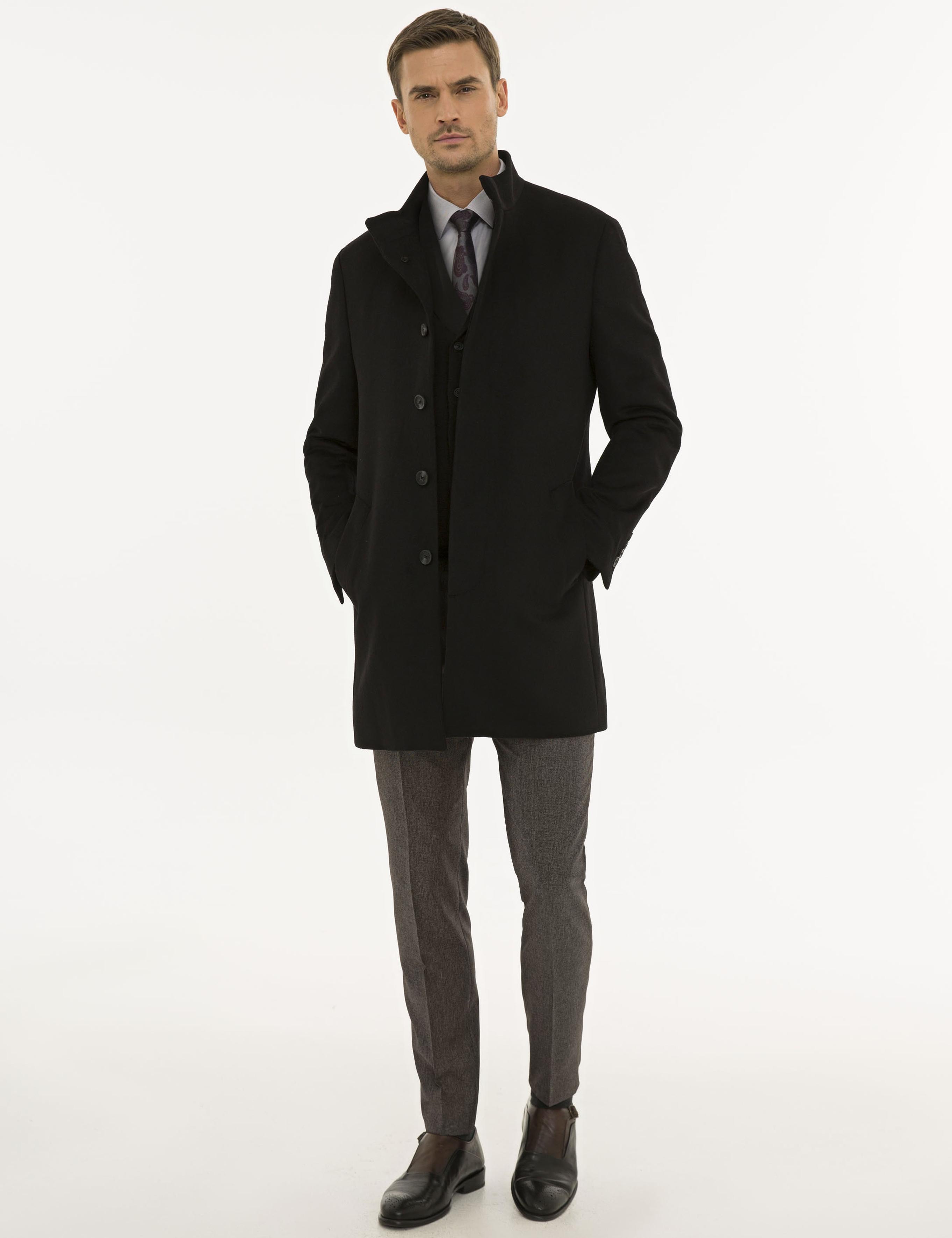 Siyah Slim Fit Palto