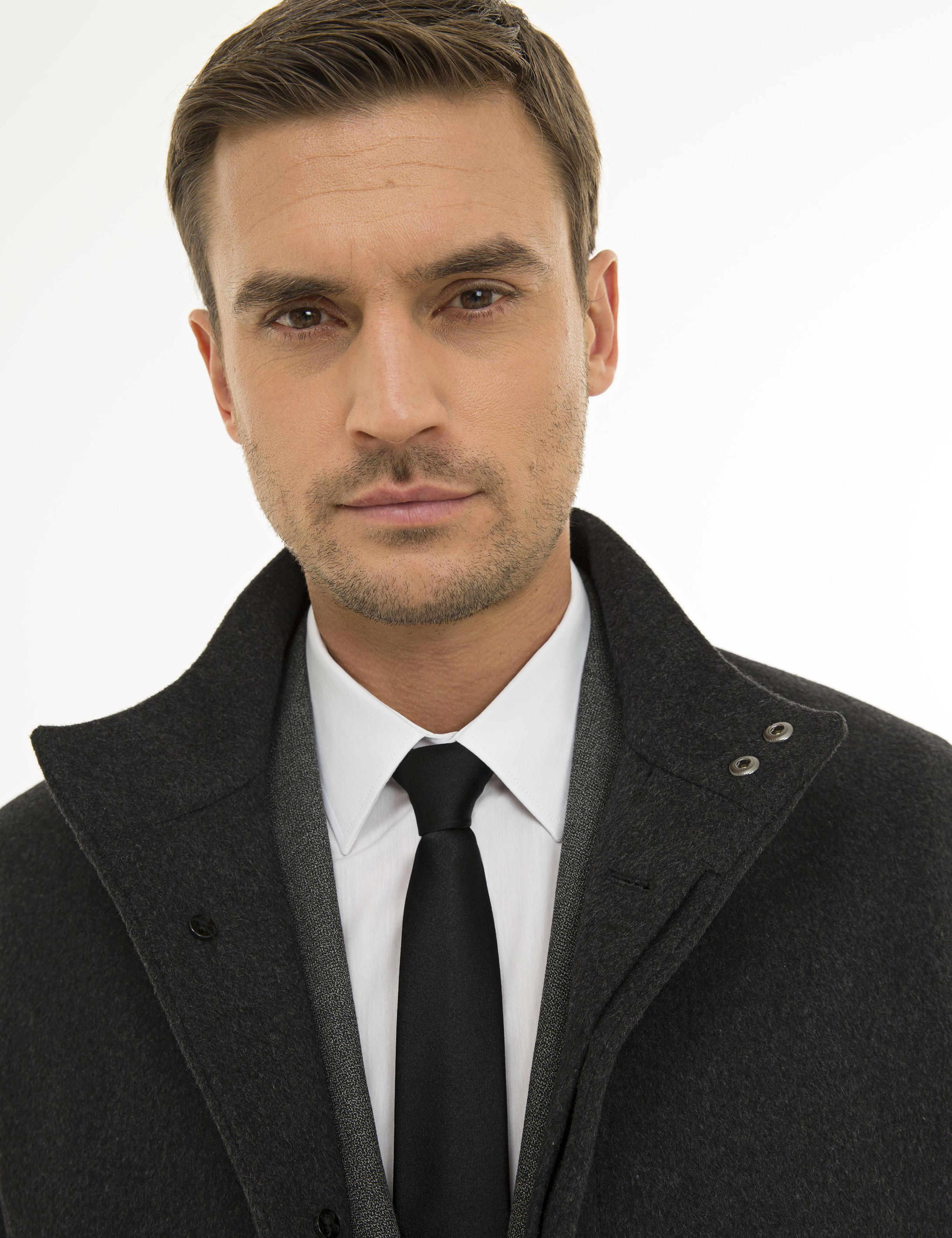 Antrasit Slim Fit Palto