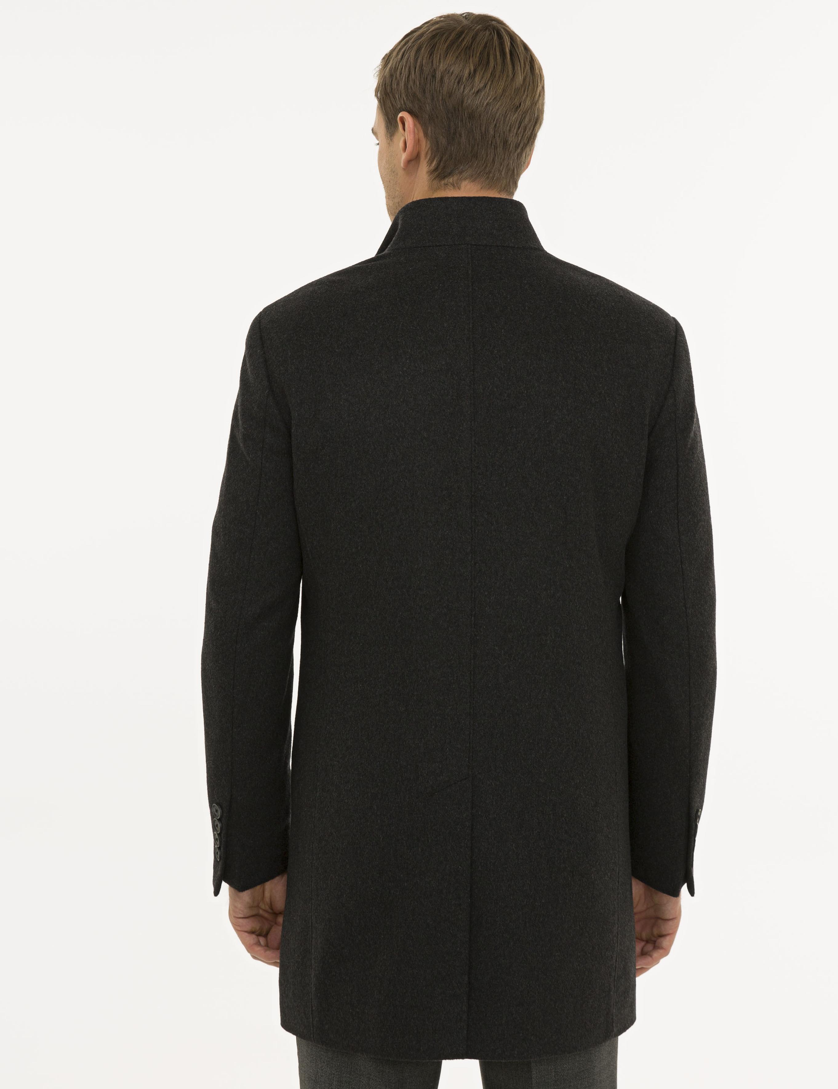 Antrasit Slim Fit Palto